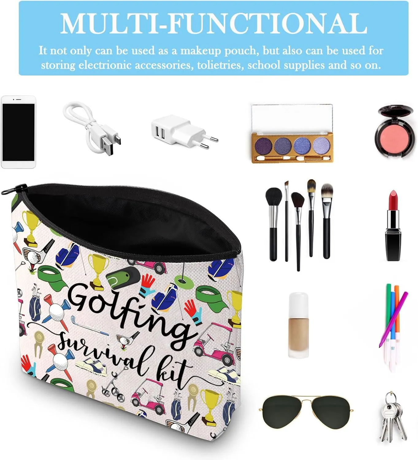Golfing Survival Kit Makeup Bag Golfing Gift Golf Accessories Gift for Mom Golfer Humor