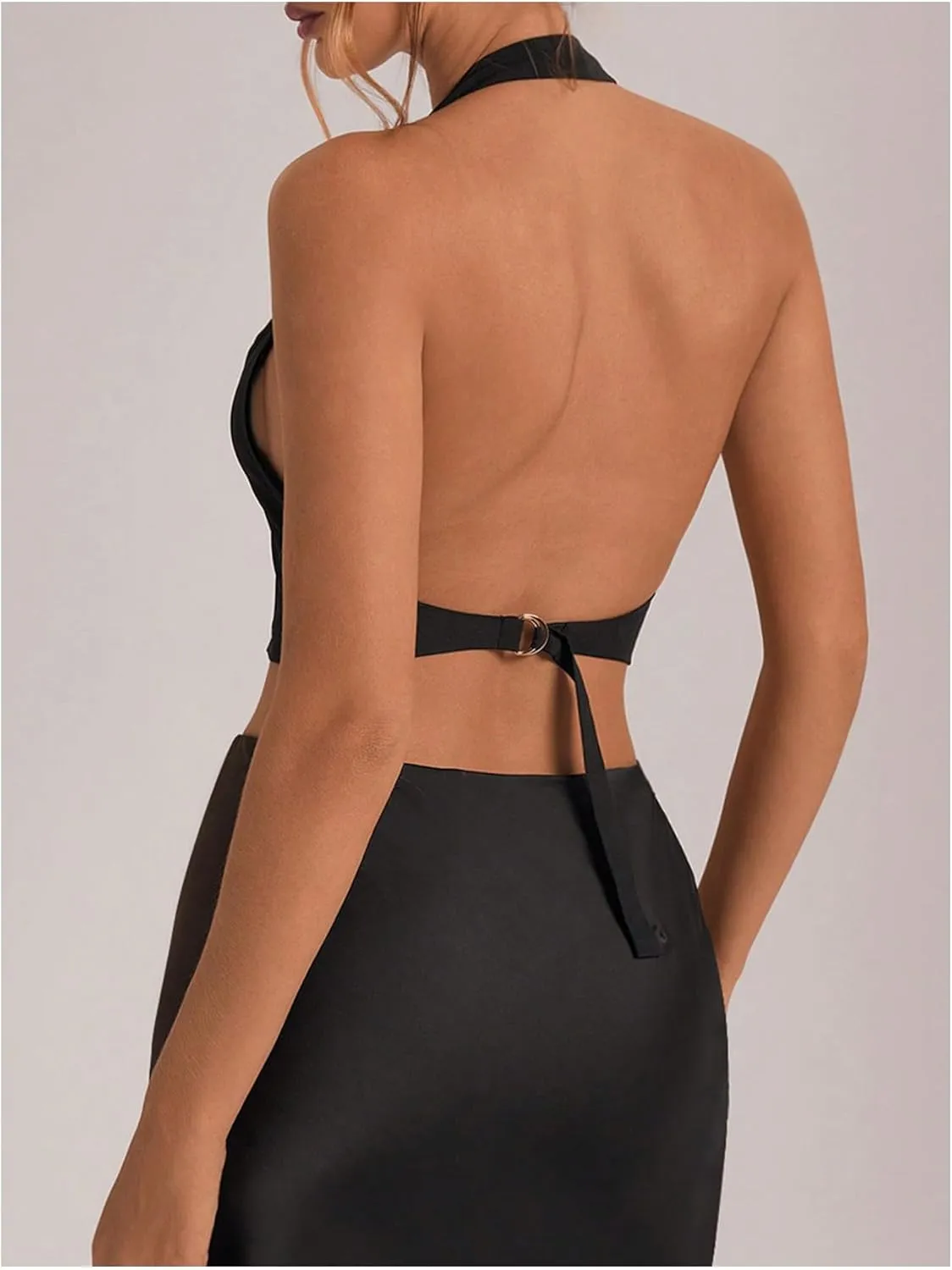 GORGLITTER Women's Backless Halter Vest Tops Split Hem Going Out Crop Camisole Tops