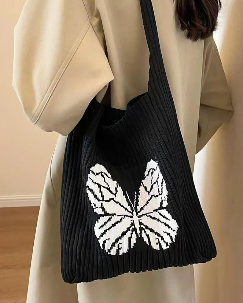 Goth Crochet Bag Gothic Beach Bag Y2k Butterfly Hobo Bag Grunge Accessories Alt Accessories Emo Stuff