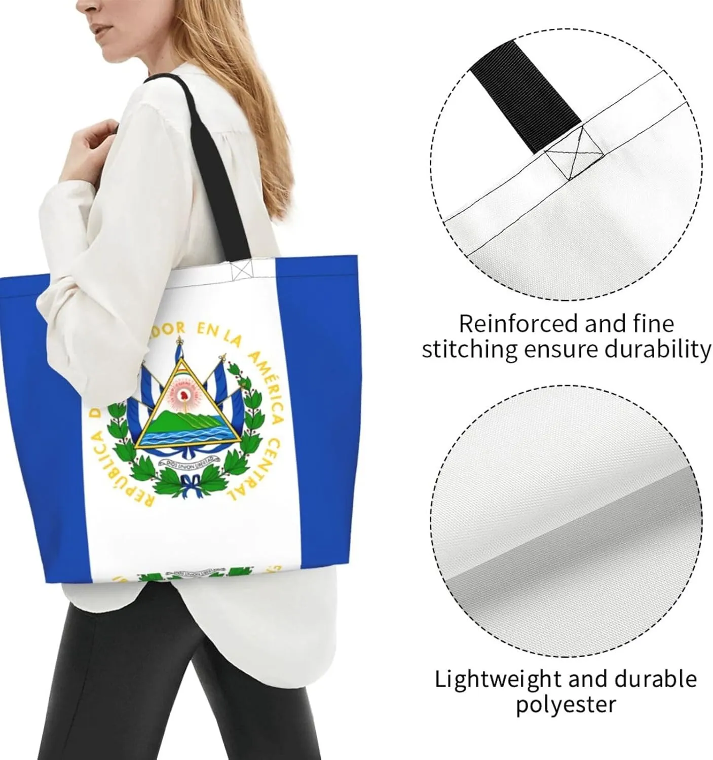 Guatemala El Salvador Flag Women's Tote Bag Large Capacity Single Shoulder Bags Handbag for Shopping Work