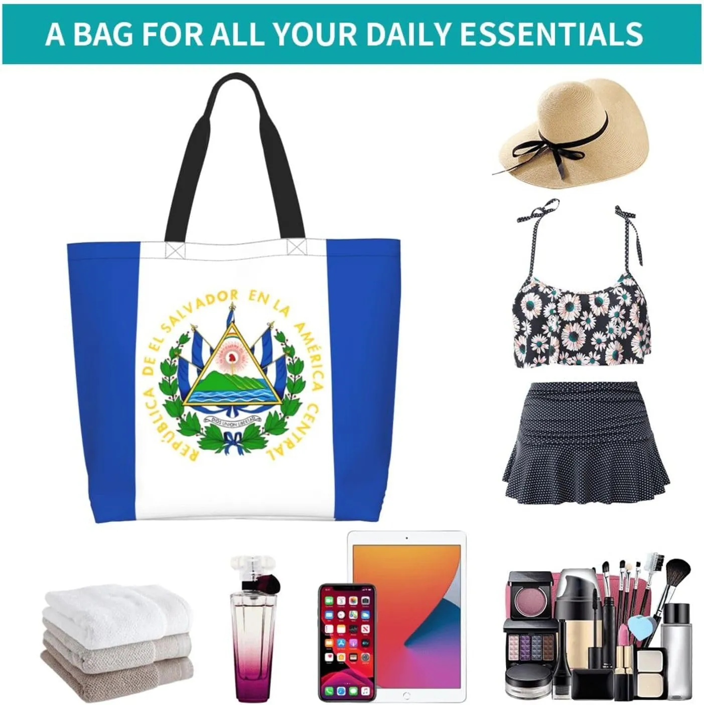 Guatemala El Salvador Flag Women's Tote Bag Large Capacity Single Shoulder Bags Handbag for Shopping Work