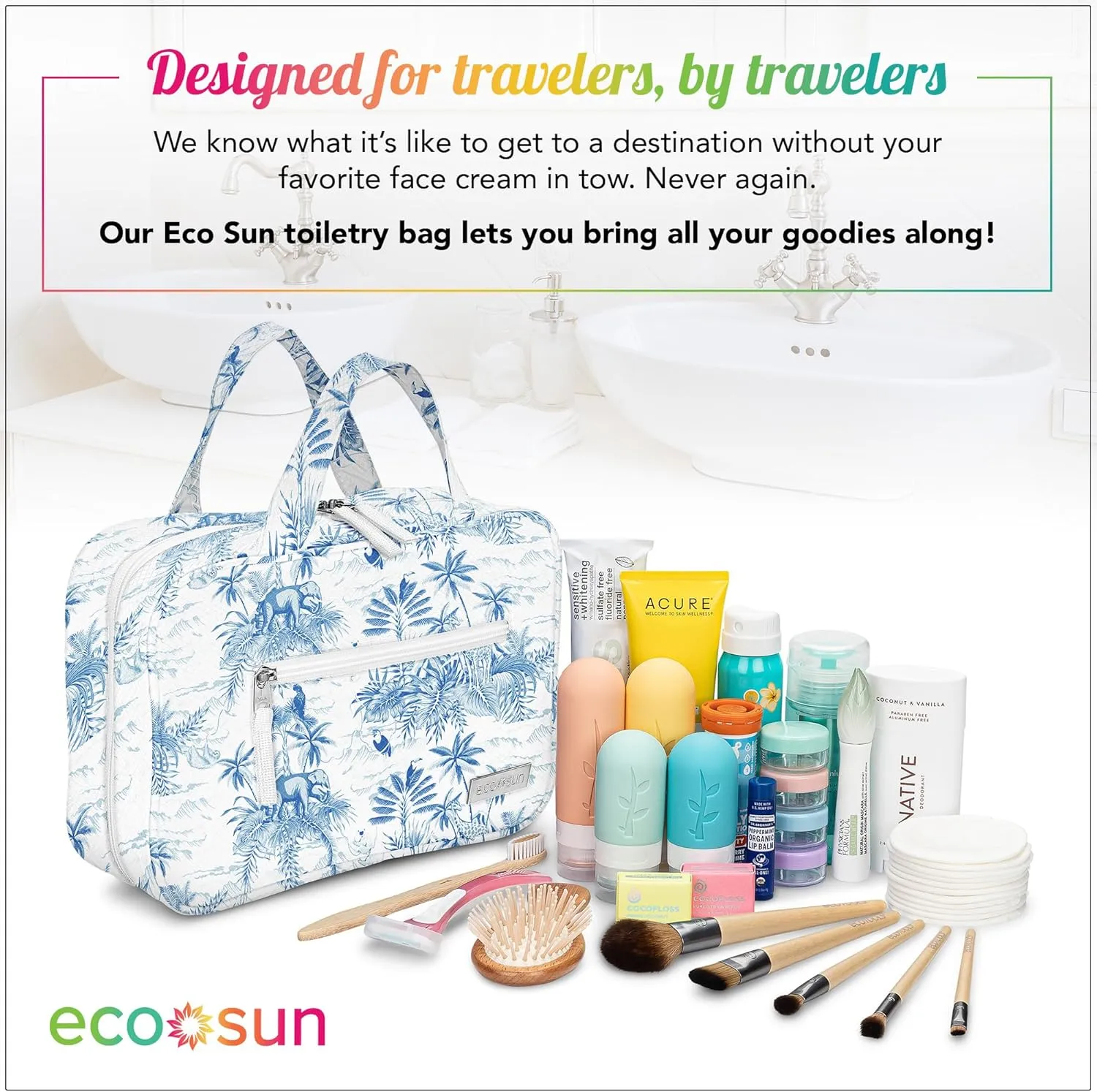 Hanging Travel Toiletry Bag  Designed in Hawaii  Water-resistant Travel Organizer for Bathroom Accessories