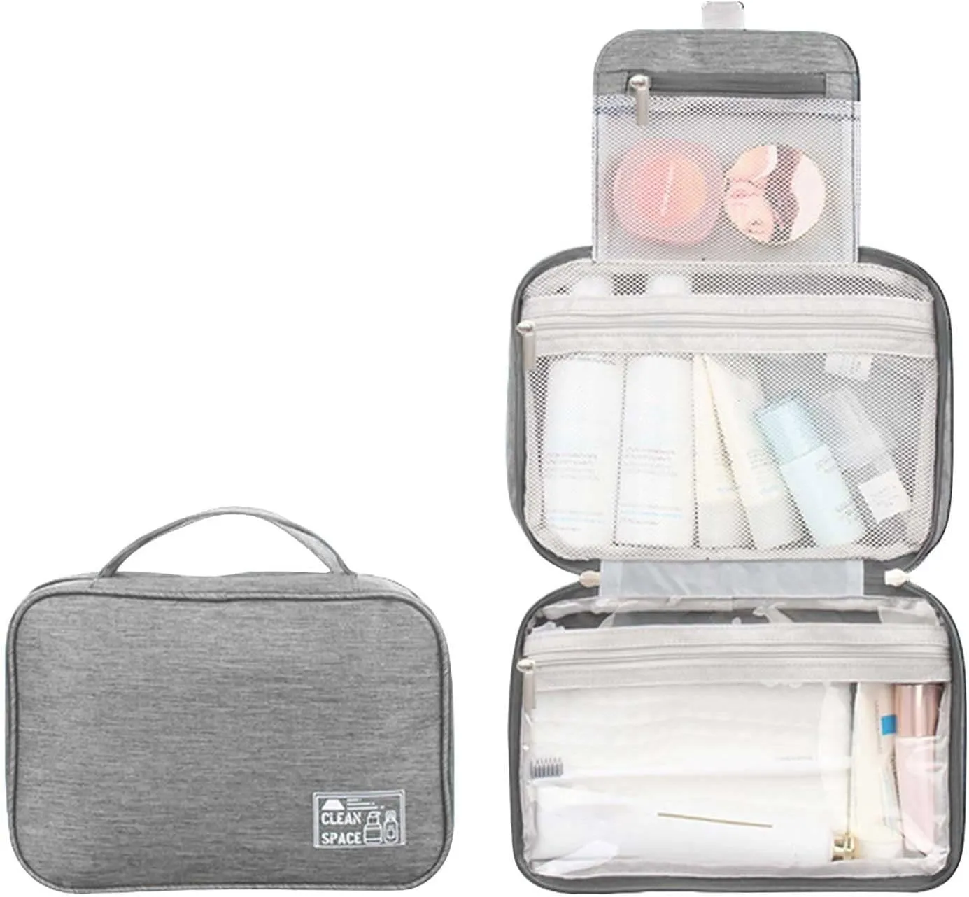 Hanging Travel Toiletry Bag,10" X 6.5" Makeup Bag Large,Portable Foldable Large Capacity Travel Bag for Toiletries,Waterproof Travel Cosmetic Bag,Travel Essentials