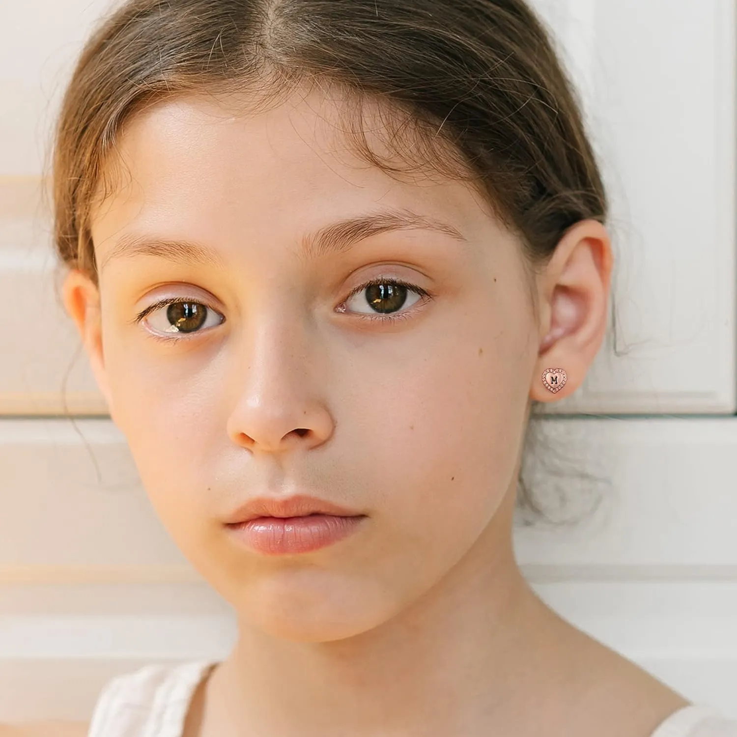 Heart Earrings for Girls Kids, 925 Sterling Silver Post Hypoallergenic Girls Earrings CZ Letter Earrings for Teen Girls Initial Earrings for Little Girls Kids Toddler Christmas Gifts