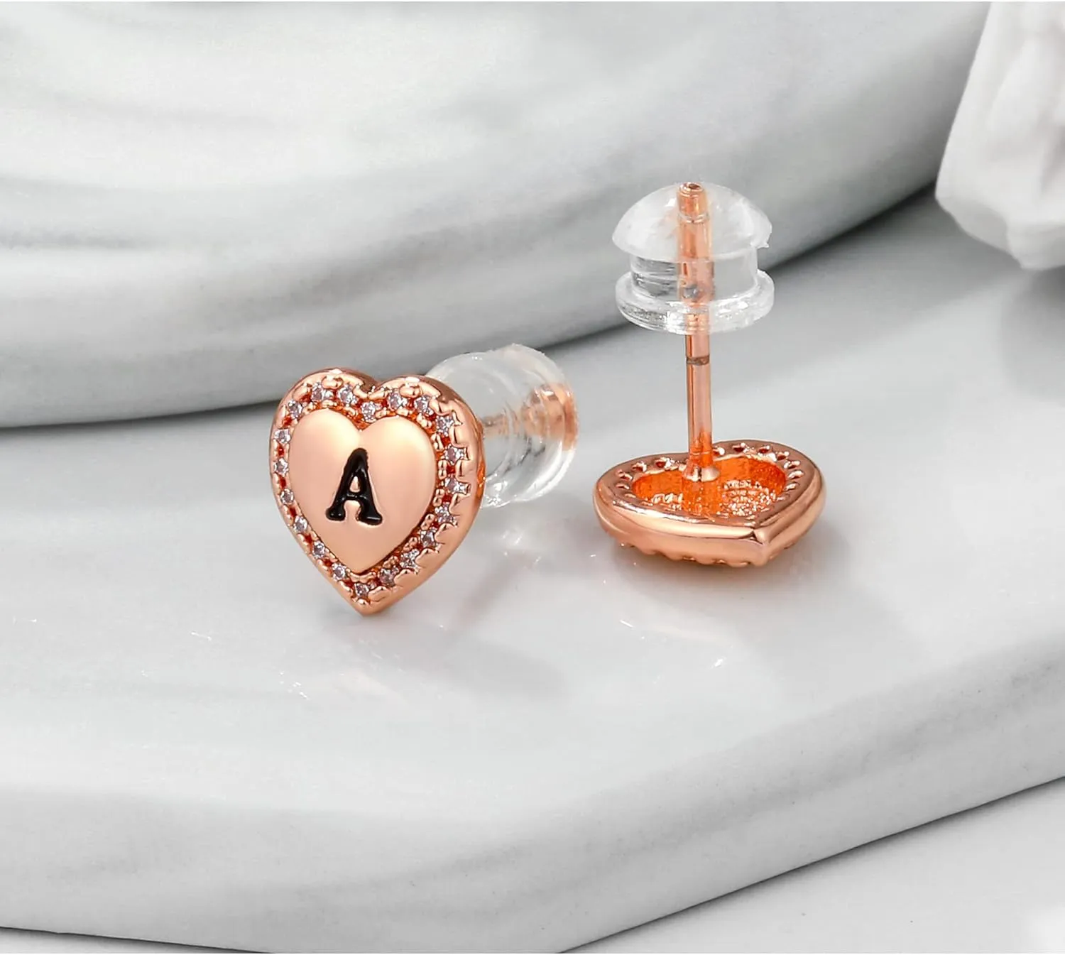 Heart Earrings for Girls Kids, 925 Sterling Silver Post Hypoallergenic Girls Earrings CZ Letter Earrings for Teen Girls Initial Earrings for Little Girls Kids Toddler Christmas Gifts