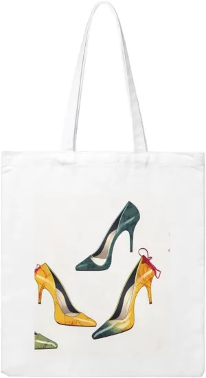 High Heel Shoes Large Canvas Tote Bag Cute Travel Shoulder Bag Reusable Washable Shopping Grocery Bags For Women Men