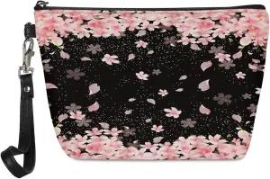 Horeset Cherry Blossom Print Makeup Bag,Fashion Travel Waterproof Cosmetic Pouch Toiletry Bag Accessories Organizer