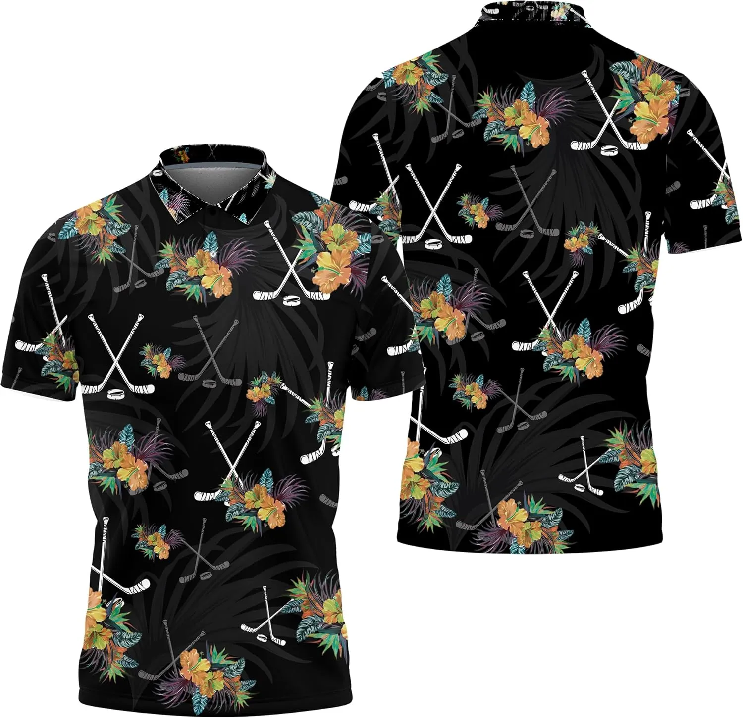 Ice Hockey Polo Golf Shirts for Men Women - Hockey Player Mens Polo Shirts Short Sleeve Mens Polo Shirts Dry Fit Serie 69