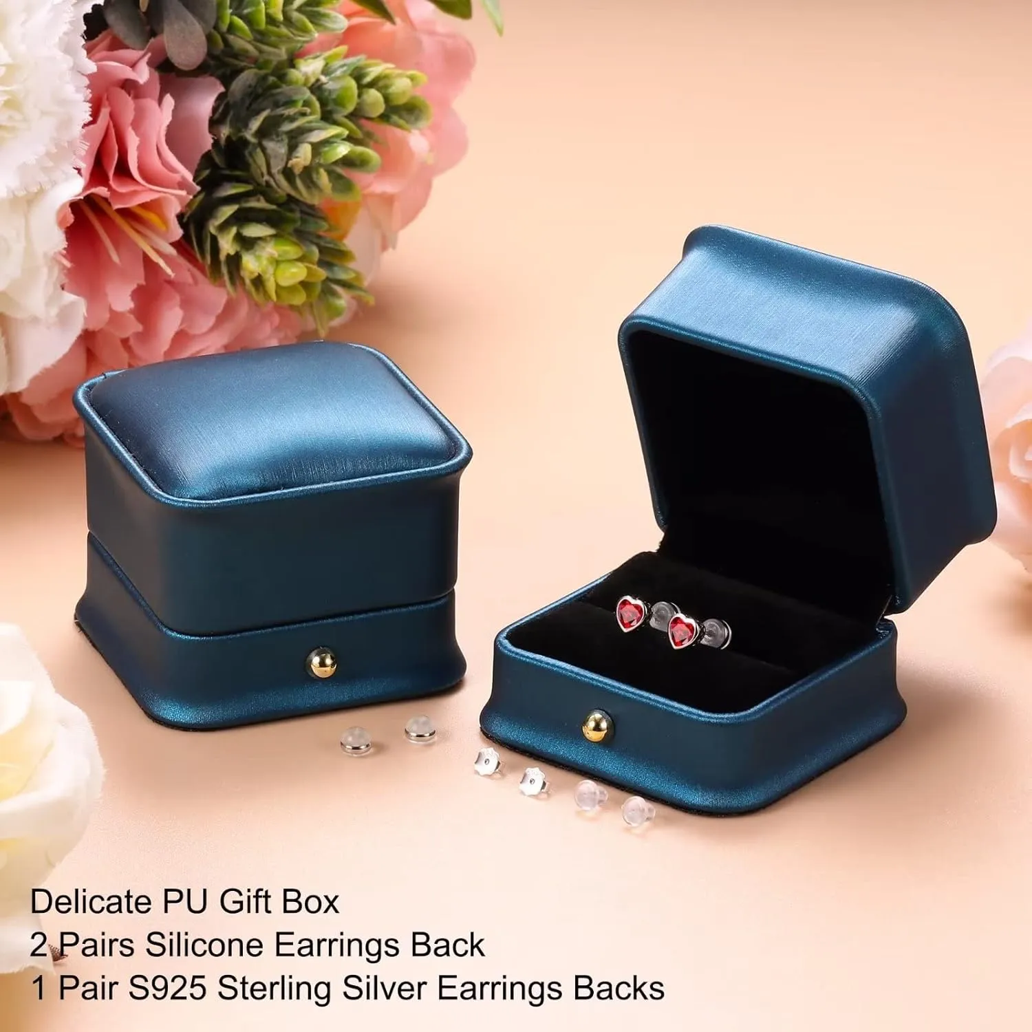 Iefil S925 Sterling Silver Heart Birthstone Stud Earrings for Women, Mothers Day Gifts Earrings