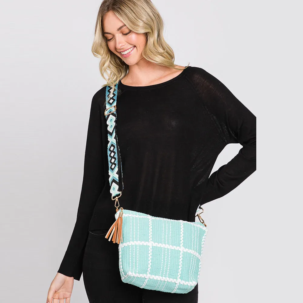iLLASPARKZ Check Patterned Tassel Crossbody Bag