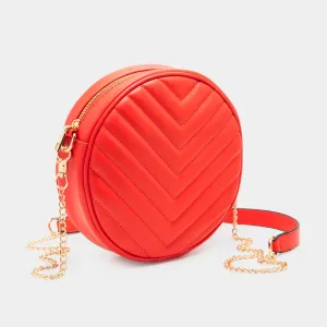 iLLASPARKZ Chevron Patterned Faux Leather Round Crossbody Bag
