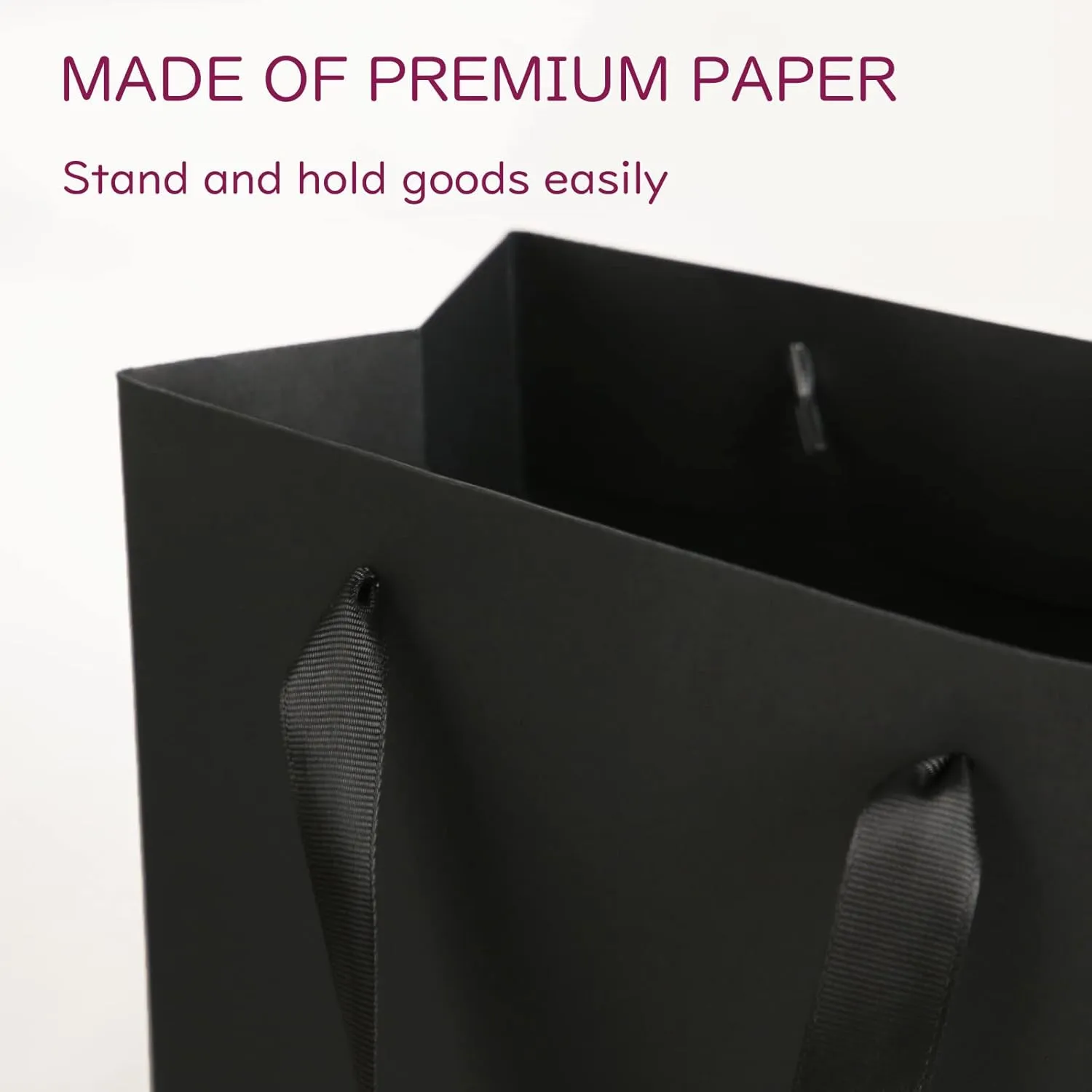 JINMING 4 Gift Bags 7x4x9 Inches, Matte Black Gift Bags, Small Gift Bags Bulk for Light Weight Gift, Premium Gift Bags with Handles for All Occasions