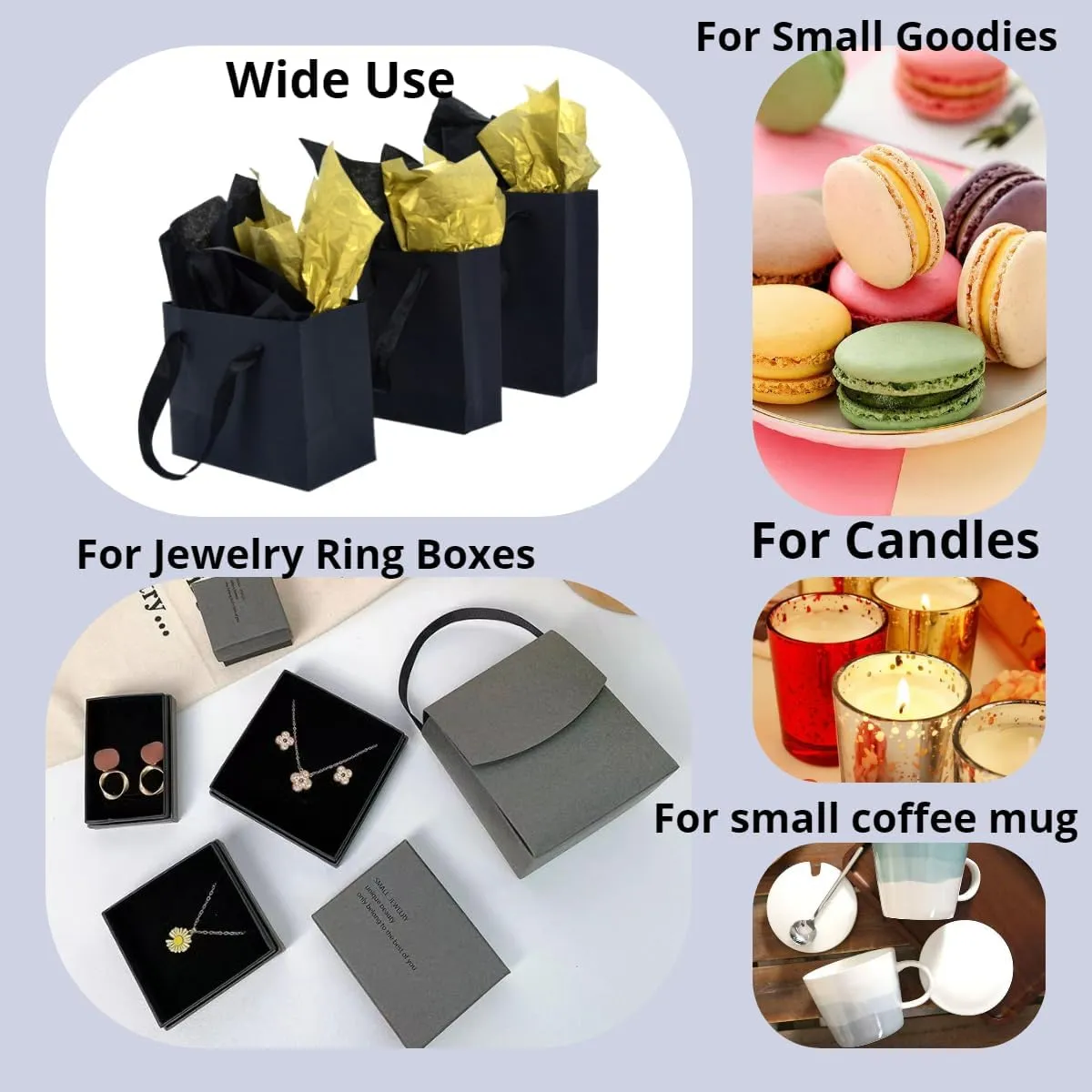JUNESHE Small Gift Bags with Handles & Tissue Paper,4 Pack Mini Black Gift Bags, Extra Small Black Goodie Bags, Tiny Gift Wrap for Birthday Party Favors, Baby Shower