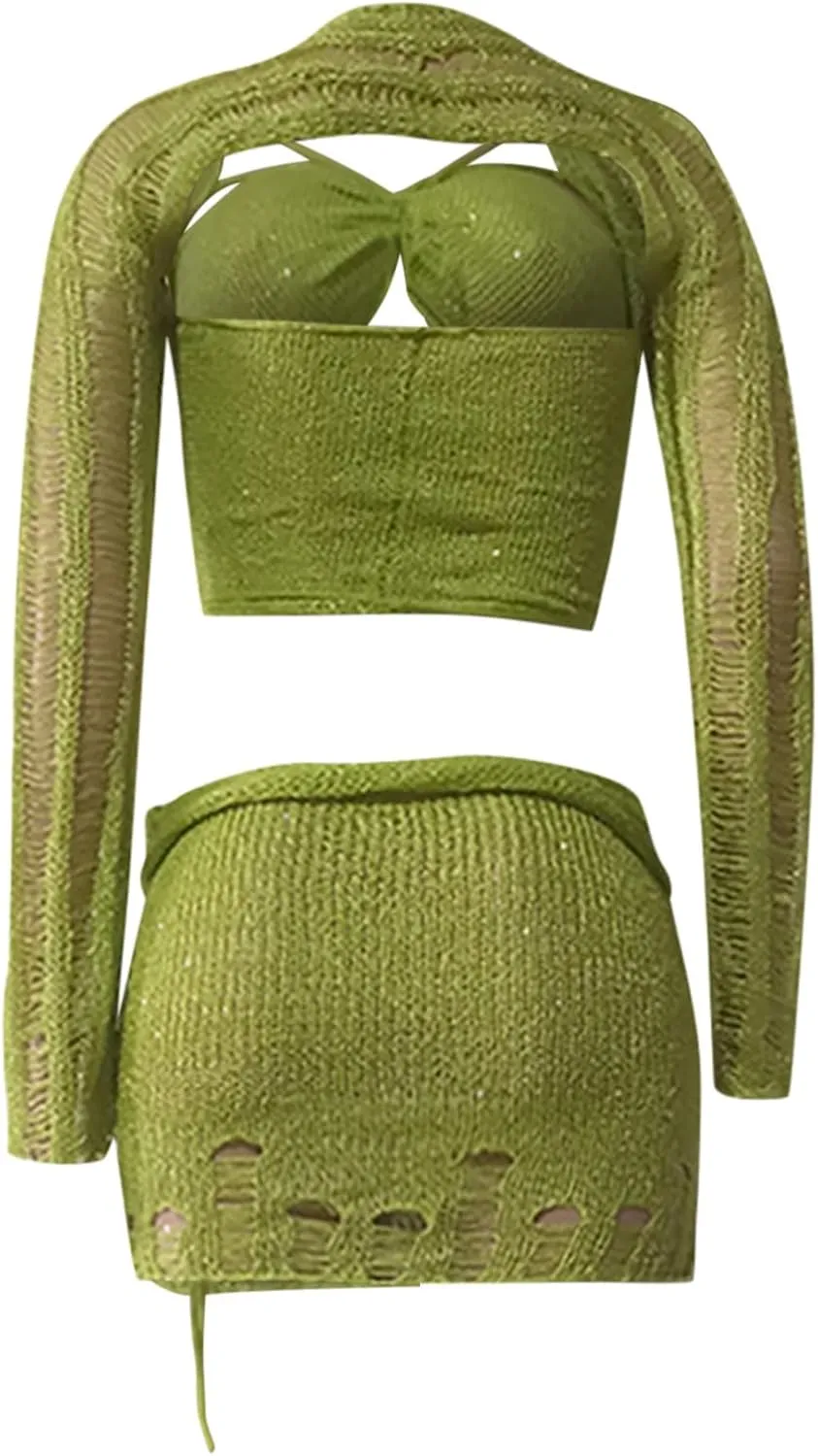 Juniors Matching Formal Disco Club Tops Skorts Swimsuits Kimono Coverups Sets for Women Skort Sets