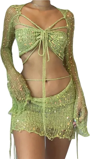 Juniors Matching Formal Disco Club Tops Skorts Swimsuits Kimono Coverups Sets for Women Skort Sets