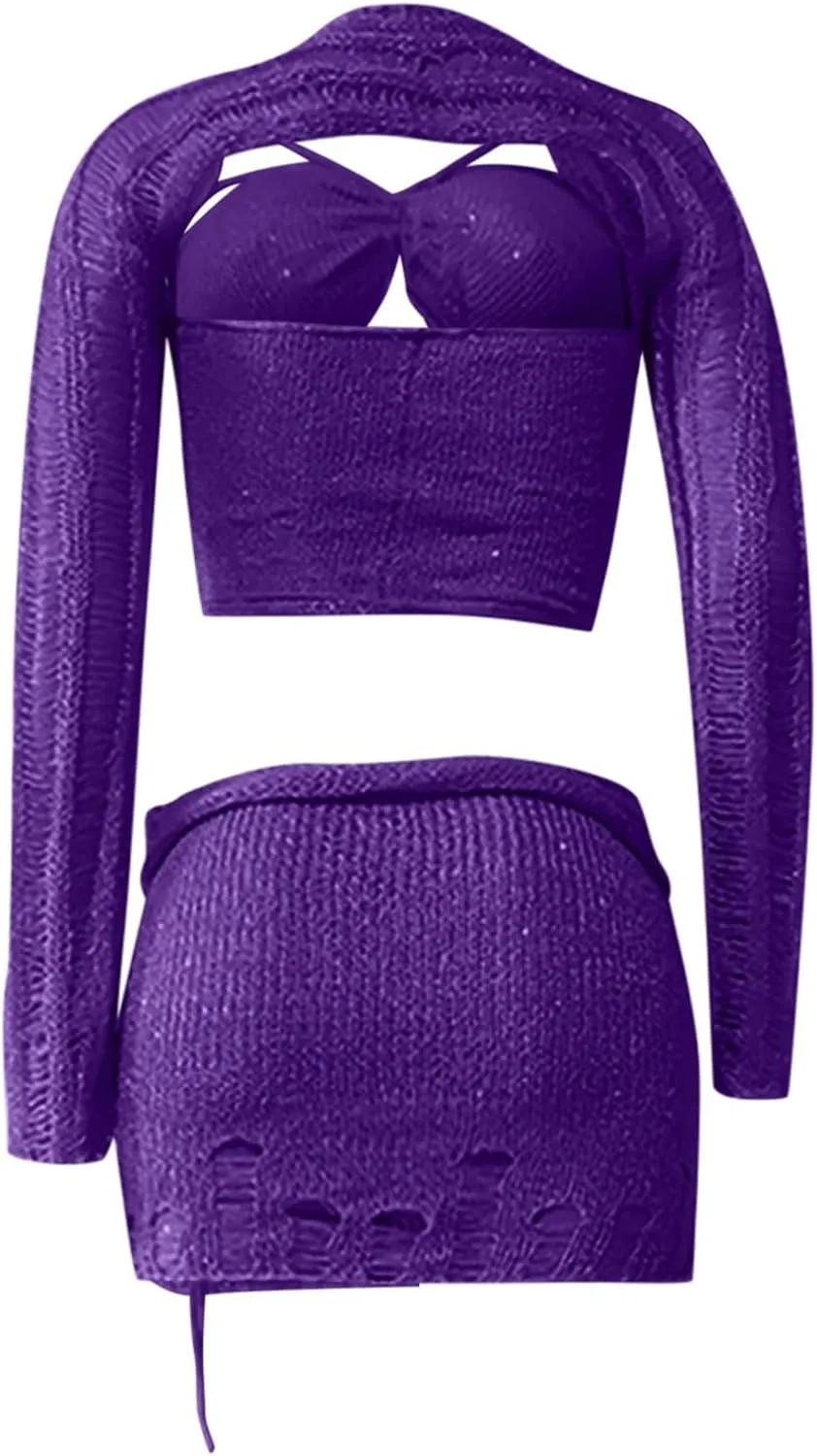 Juniors Matching Formal Disco Club Tops Skorts Swimsuits Kimono Coverups Sets for Women Skort Sets