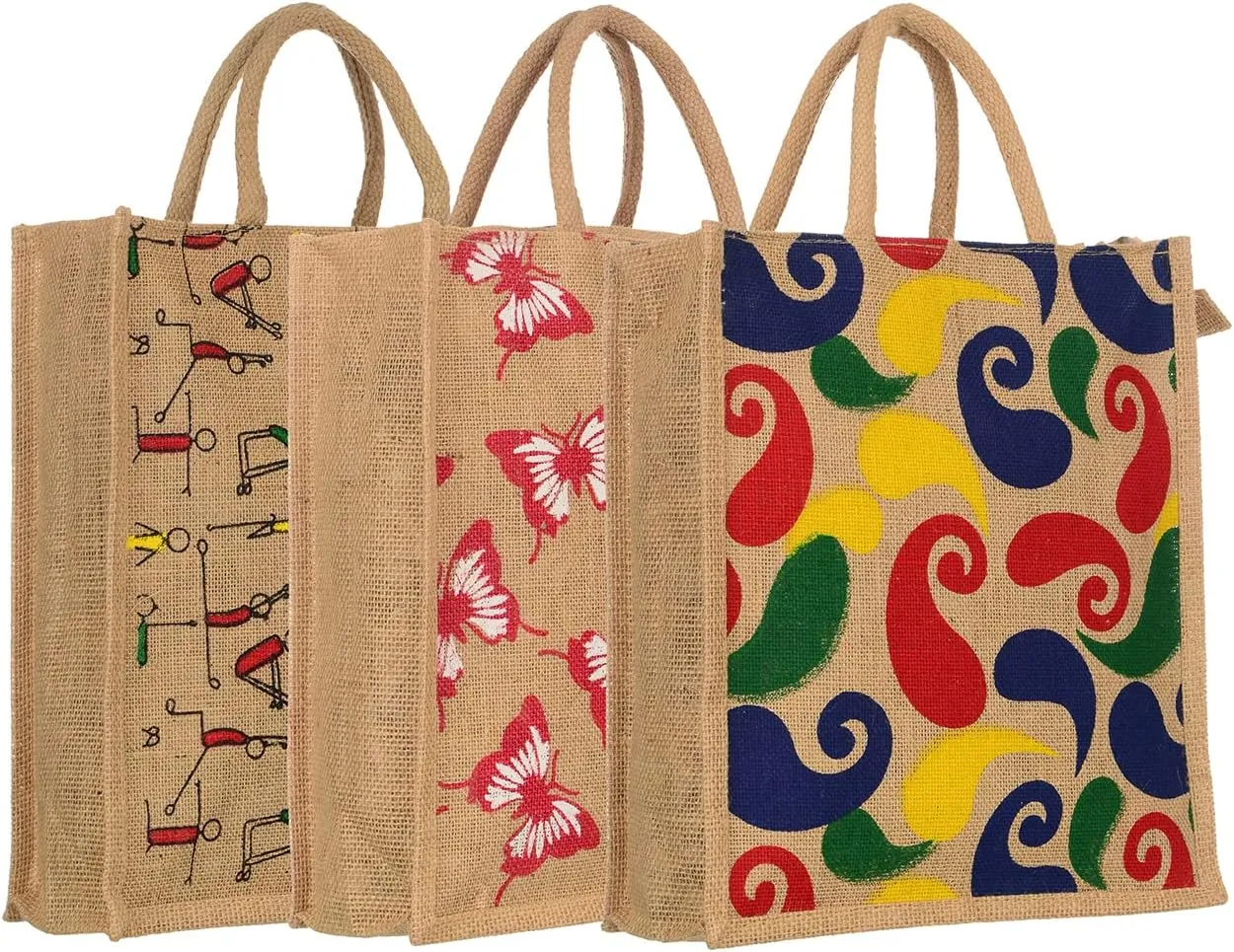 Jute Shopping Bag (Set of 3) (Multicolored_SD-08)