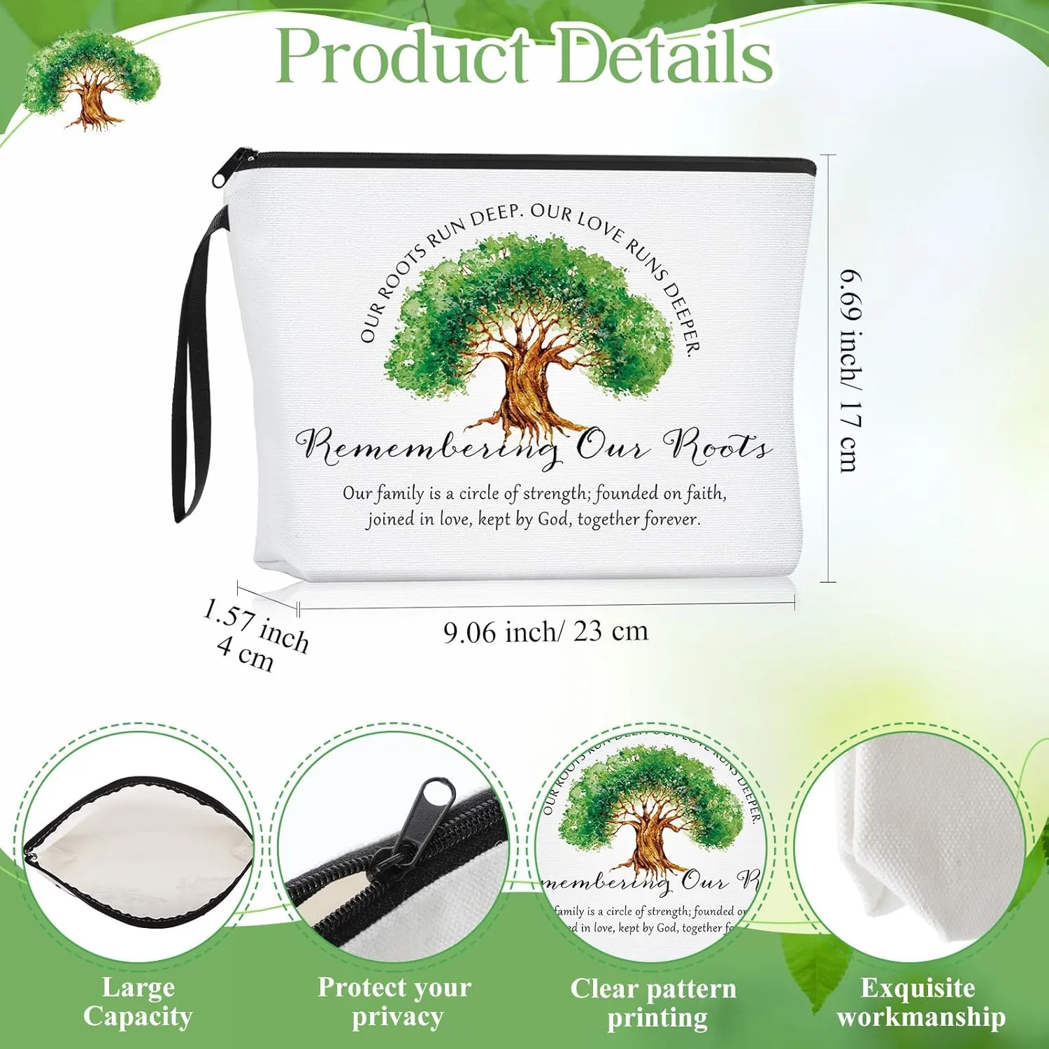 Kacctyen 20 Pcs Family Reunion Party Favors Bulk Remembering Our Roots Makeup Bag Family Tree Cosmetic Bags Canvas Storage Pouch with Zipper for Reunion Gathering Party Favors Gifts Ideas