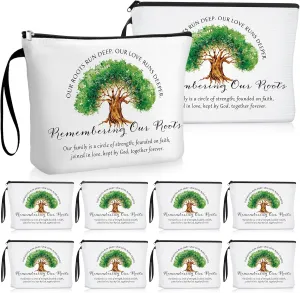 Kacctyen 20 Pcs Family Reunion Party Favors Bulk Remembering Our Roots Makeup Bag Family Tree Cosmetic Bags Canvas Storage Pouch with Zipper for Reunion Gathering Party Favors Gifts Ideas