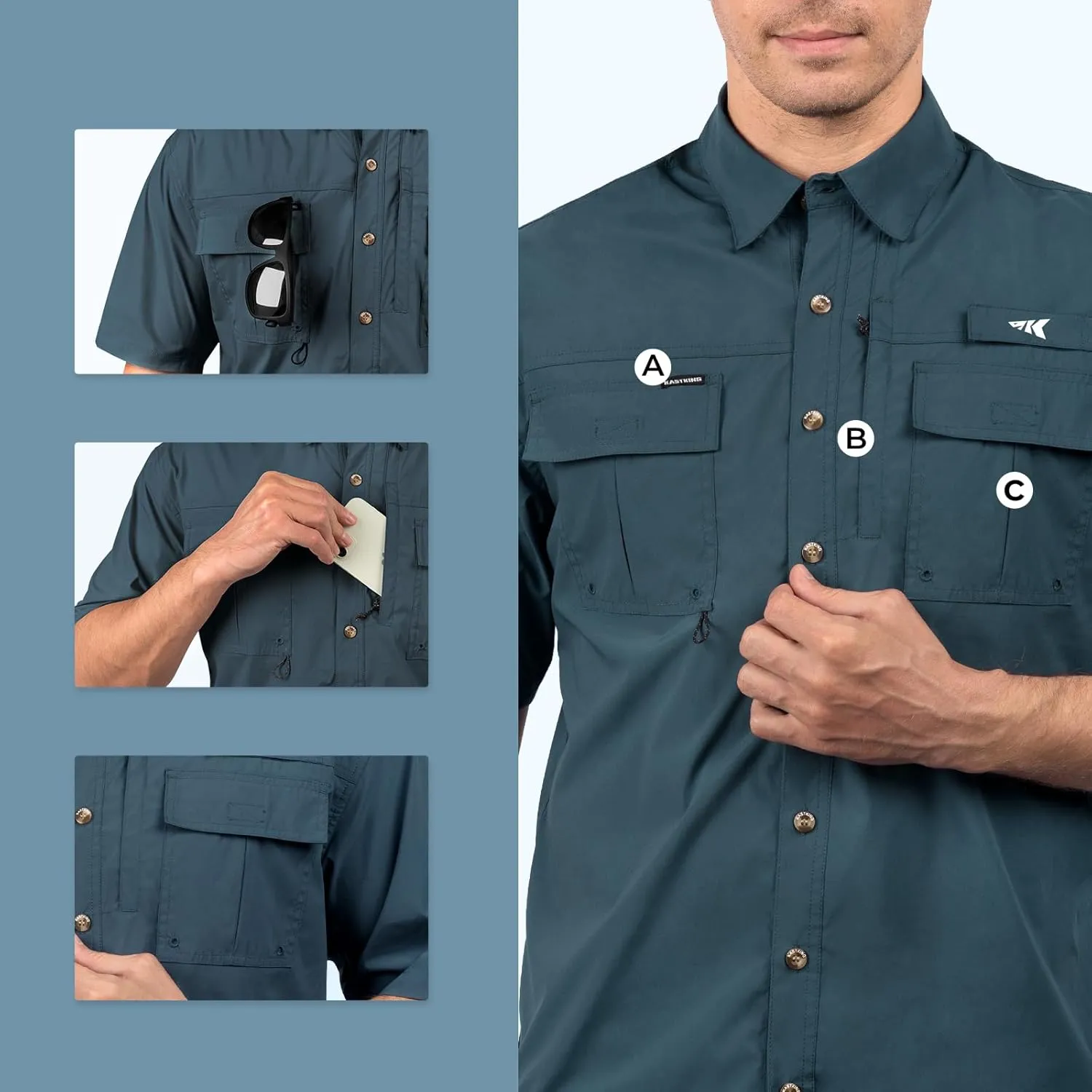 KastKing ReKon Men's Fishing Shirts, Well Made, Quick-Dry Short & Long Sleeve Hiking Beach Shirts, Sun Protection
