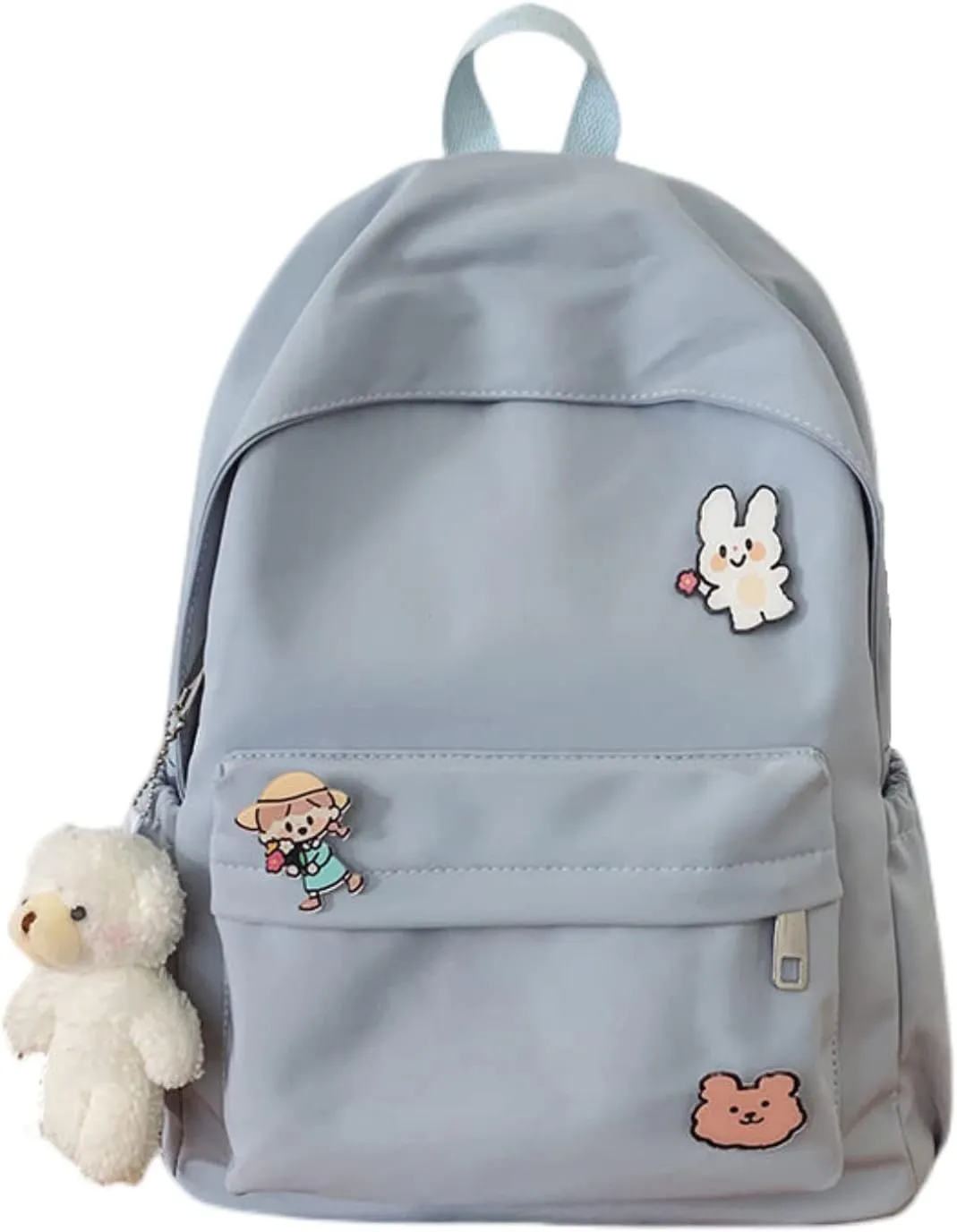 Kawaii Cute Aesthetic School Laptop Backpack with Accessories Pin Plush Pendant for Teen Girls, Students