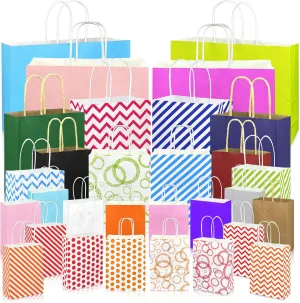 KEEPARTY 30 PCS Assorted Sizes Gift Bags Bulk Perfect for Weddings Partie and Holidays 4 Sizes and Multiple Colors Available
