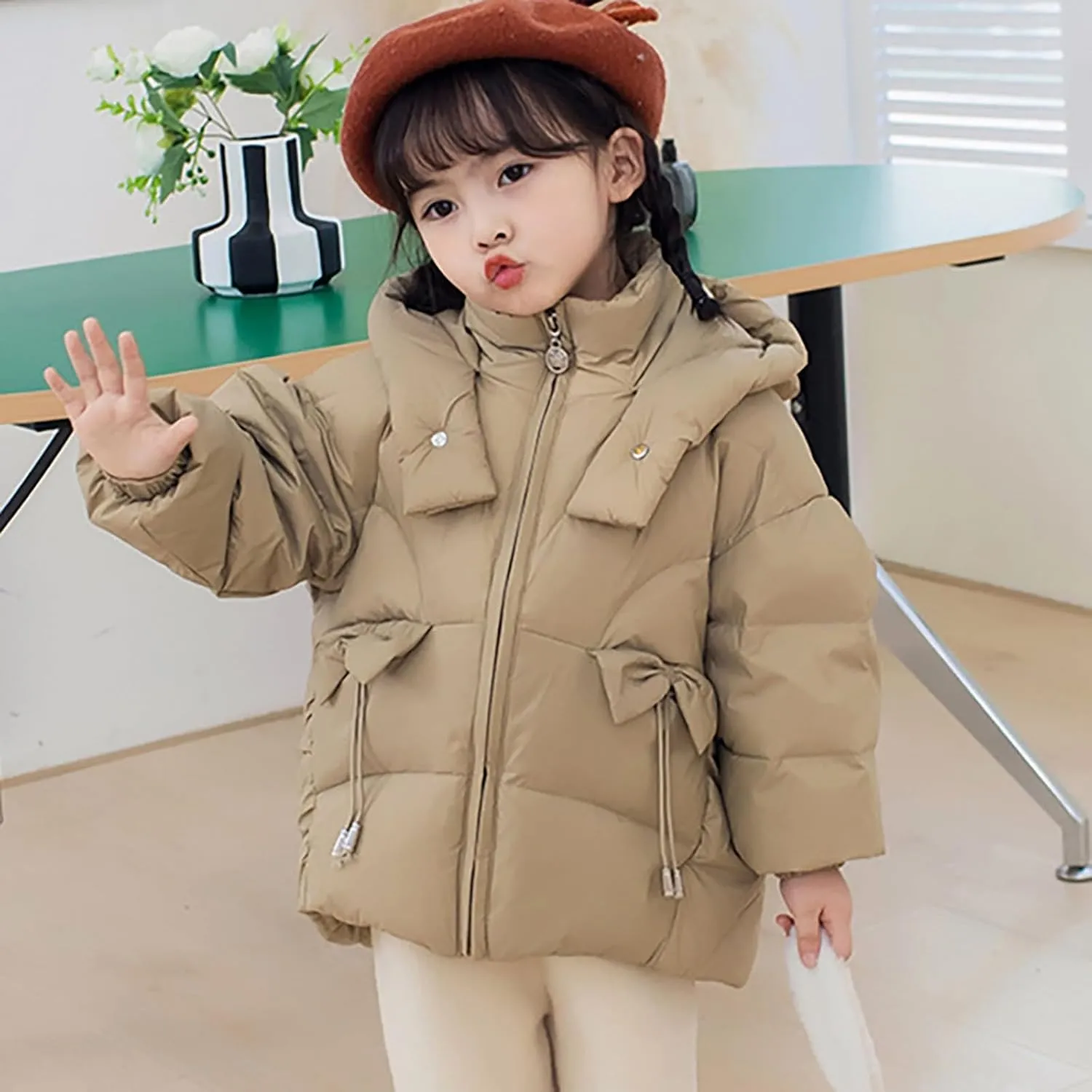 Kids Toddler Baby Girls Boys Winter Warm Thick Solid Cotton Long Sleeve Padded Jacket Coat Clothes Kids Ski Coat