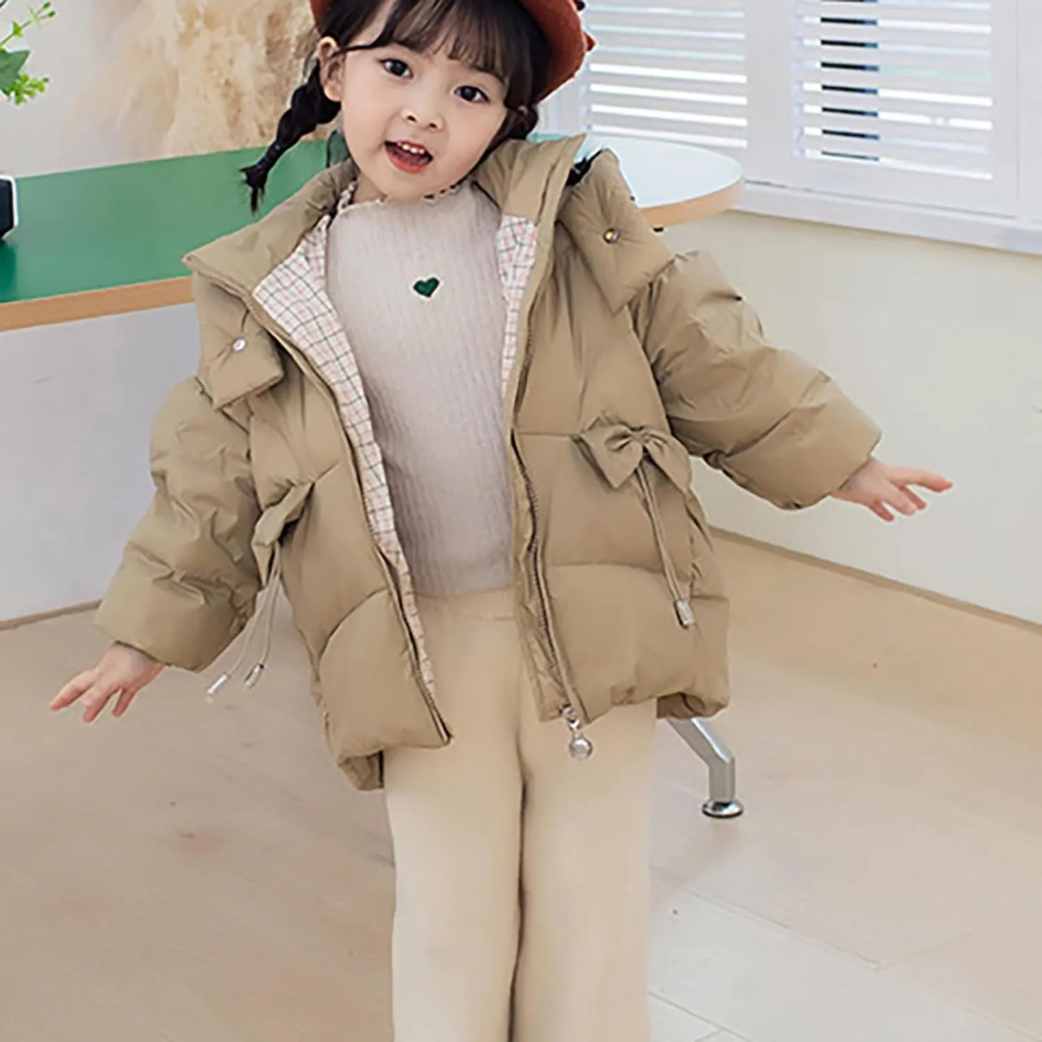 Kids Toddler Baby Girls Boys Winter Warm Thick Solid Cotton Long Sleeve Padded Jacket Coat Clothes Kids Ski Coat