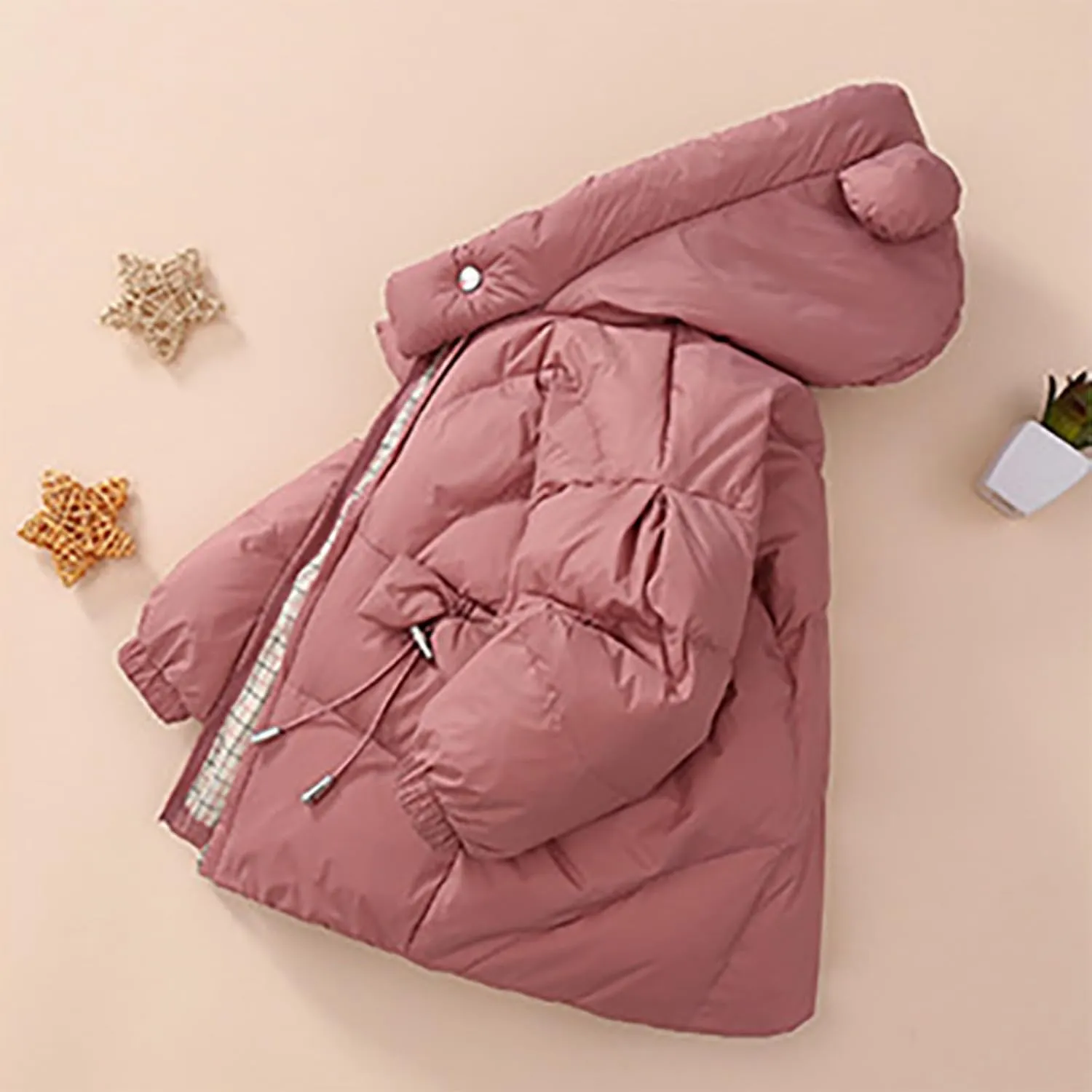 Kids Toddler Baby Girls Boys Winter Warm Thick Solid Cotton Long Sleeve Padded Jacket Coat Clothes Kids Ski Coat