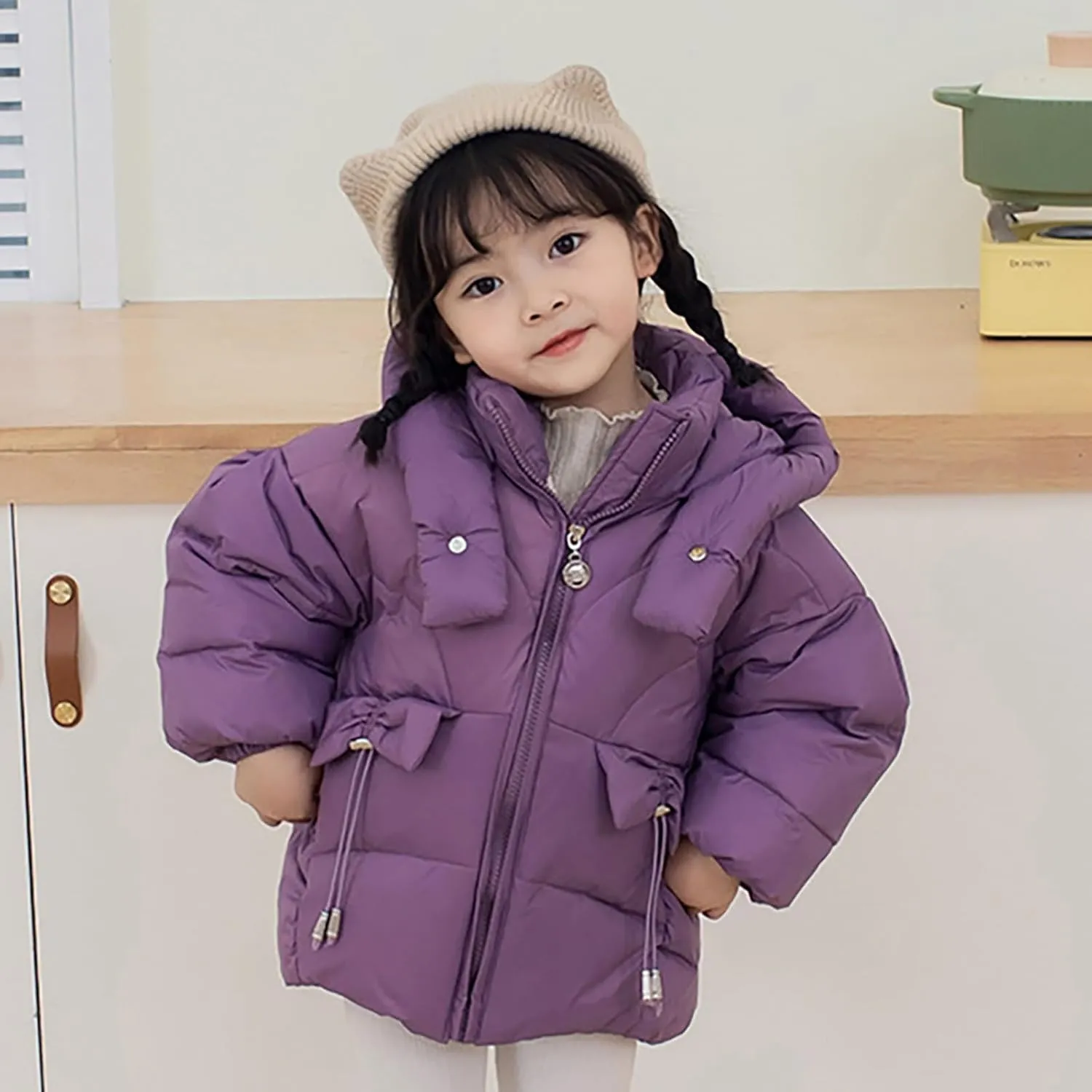 Kids Toddler Baby Girls Boys Winter Warm Thick Solid Cotton Long Sleeve Padded Jacket Coat Clothes Kids Ski Coat