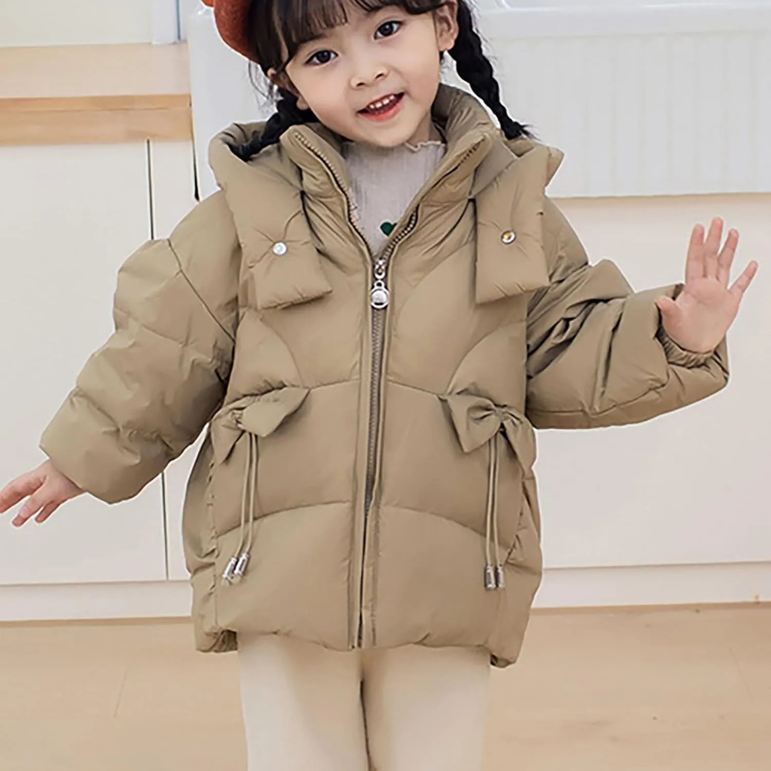 Kids Toddler Baby Girls Boys Winter Warm Thick Solid Cotton Long Sleeve Padded Jacket Coat Clothes Kids Ski Coat