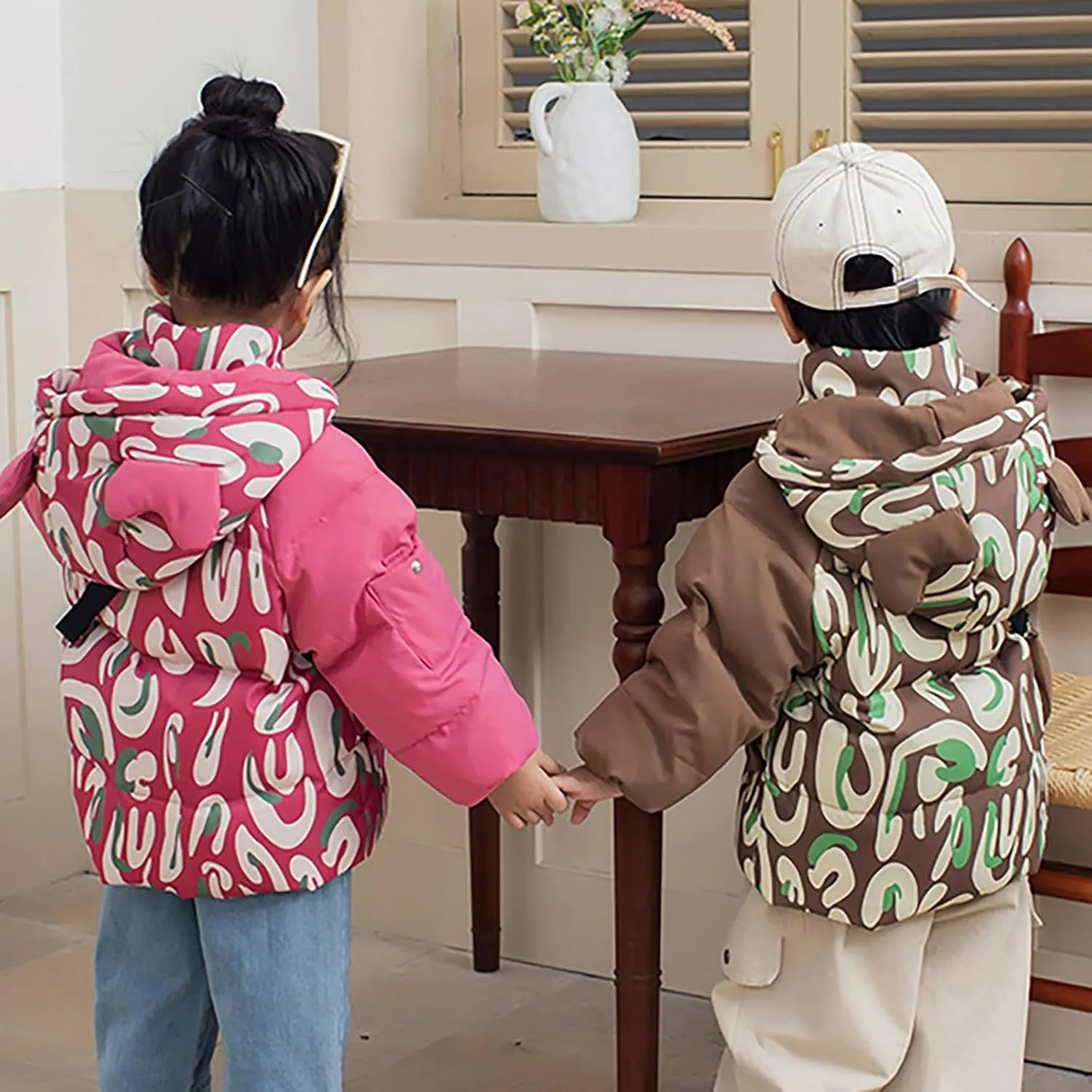 Kids Toddler Baby Girls Boys Winter Warm Thick Solid Cotton Long Sleeve Padded Jacket Coat Clothes Puffy Hunting