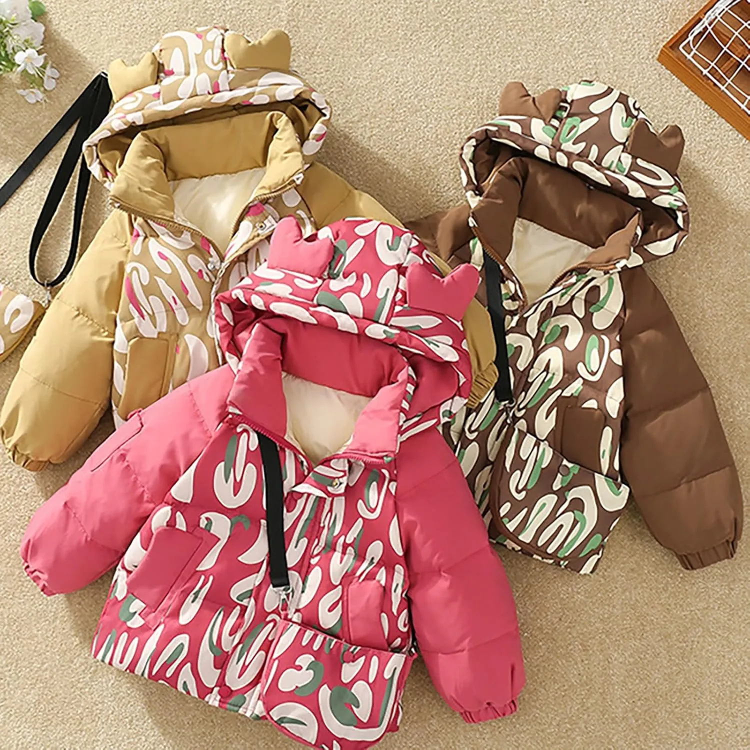 Kids Toddler Baby Girls Boys Winter Warm Thick Solid Cotton Long Sleeve Padded Jacket Coat Clothes Puffy Hunting