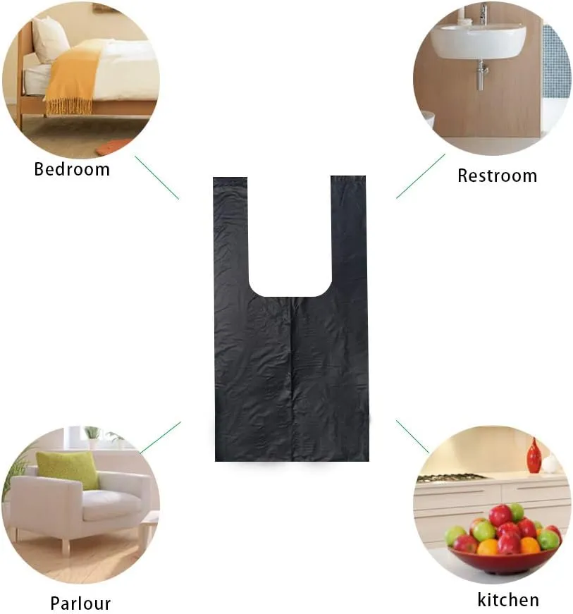 Kitchen Garbage Bags and Black Trash Bag, 100 Counts 4 Gallon 45x60Cm Kitchen Trash Bags with Handles for Bathroom Trash Bags, Small Trash Bags, Contractor Bags (100pcs Black 45x60CM)