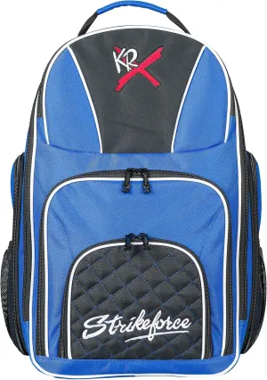 KR Strikeforce Royal Flush Bowling Backpack Black/Royal with Several Pouches for All Your Bowling Accessories and Shoes