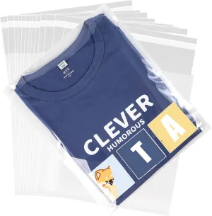 Large 12X16 In 50 pcs Clear Self Seal Cello Cellophane Bags Resealable Plastic T Shirt Bags 1.4 mils Adhensive for Packaging Clothing, Party Favors, Gift, Treats