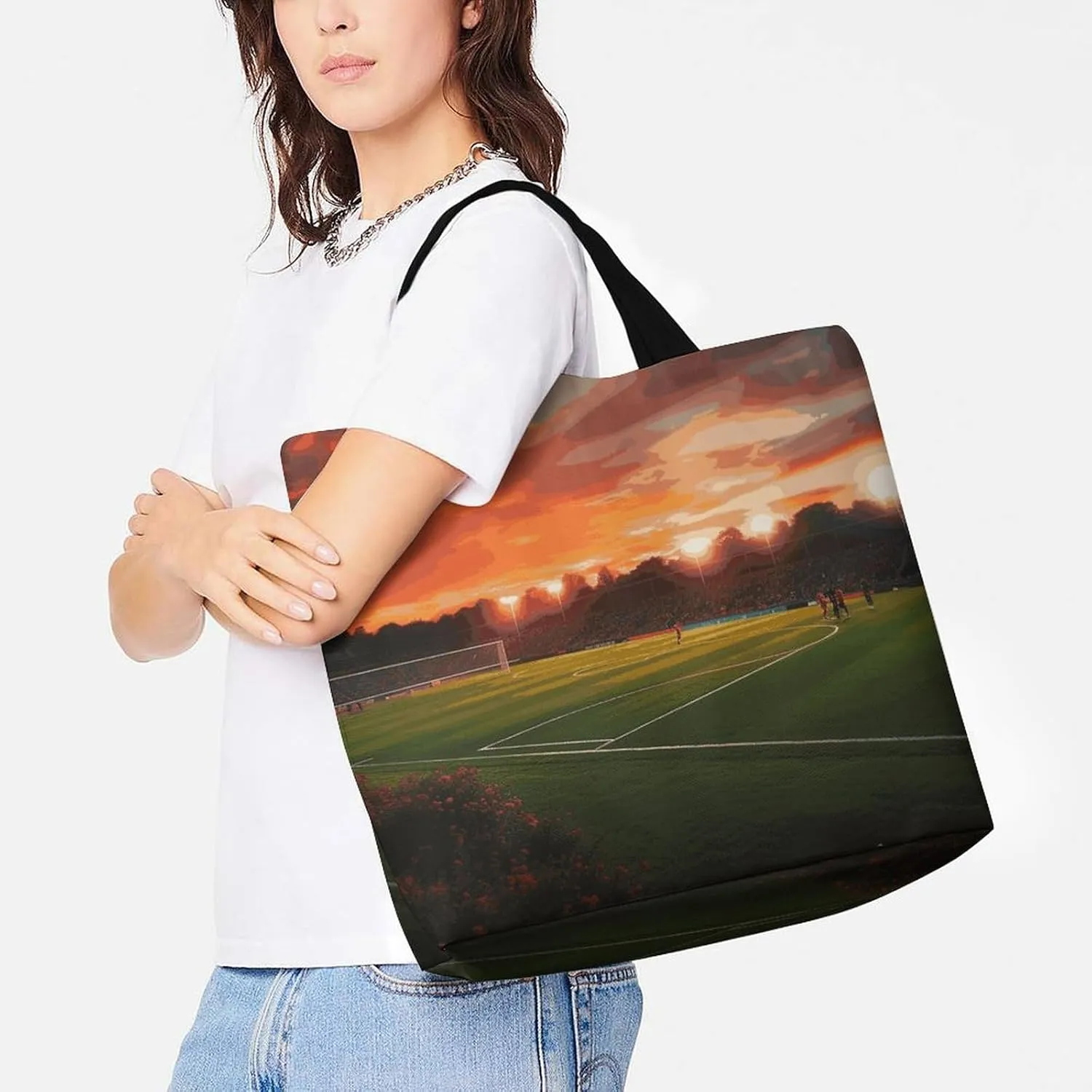Large Capacity Shopping Bag Shells And Sand Canvas Grocery Bags Foldable Tote Bag