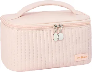 Large Makeup Organizer 2024 Pu Leather Waterproof Portable Large Cosmetic Bag Large Travel Toiletry Bag with Zipper Handle Skincare Bag for Women Girlfriend Birthday Gifts Valentines Day Gifts