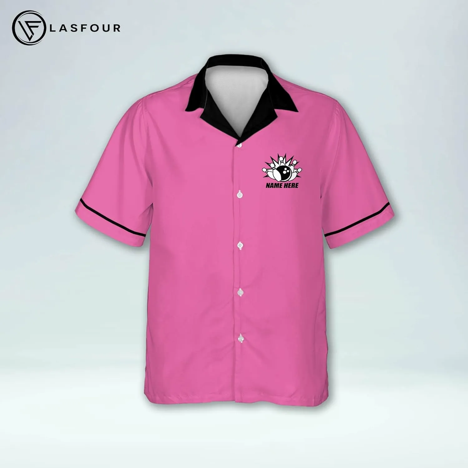 LASFOUR Personalized Queen Pins Pink Bowling Shirts for Women, Custom Quick-Dry Bowling Shirts Short Sleeve Polo for Girls