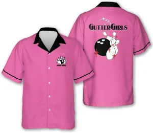LASFOUR Personalized Queen Pins Pink Bowling Shirts for Women, Custom Quick-Dry Bowling Shirts Short Sleeve Polo for Girls