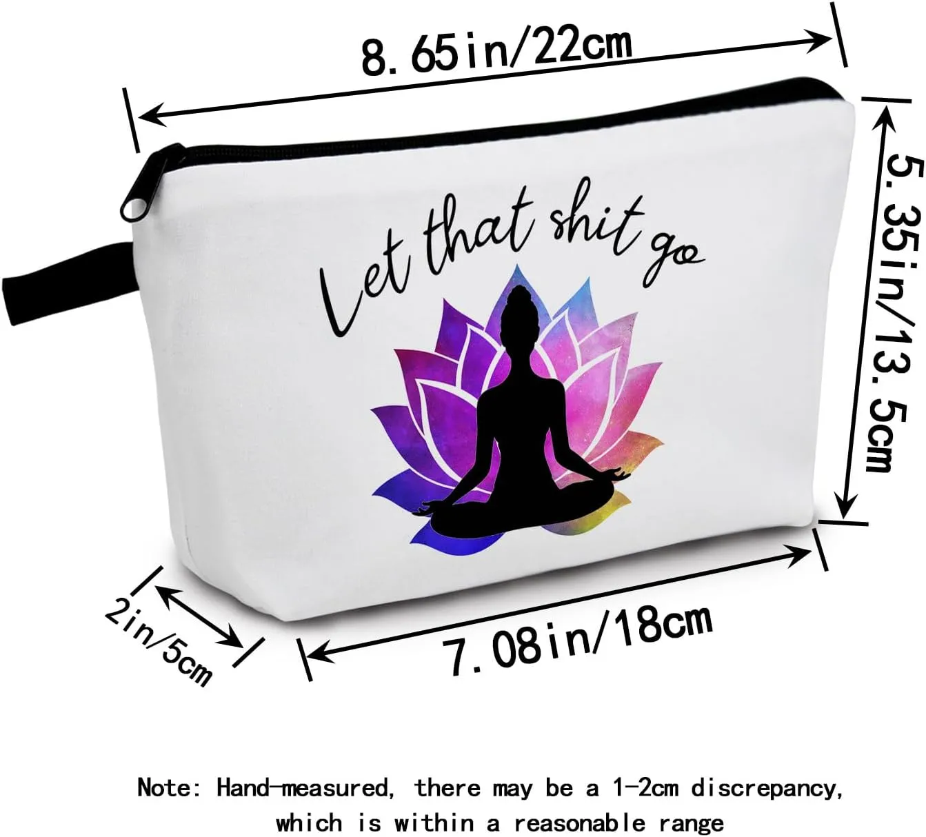 Let That Go Makeup Bag Cosmetic Bag Pouch Yoga Instructor Yoga Accessories Women Funny Meditation Gift Zen Gifts Yoga Accessories for Women Meditation Gift for Namaste Yoga Toiletry Bag