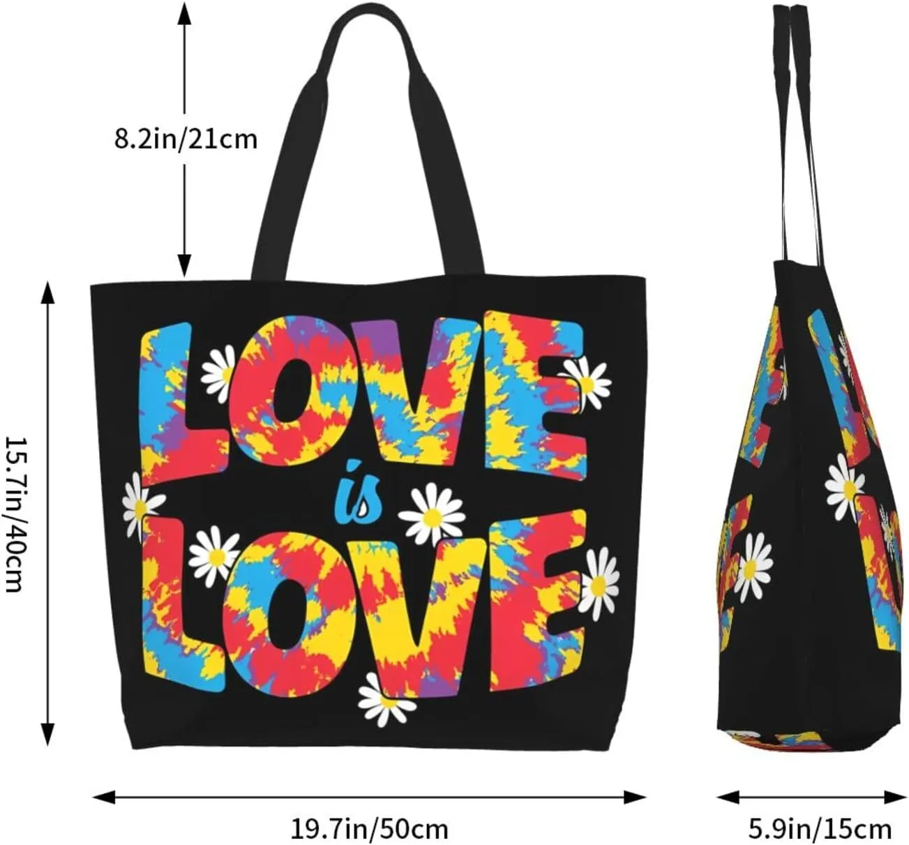 LGBT Pride Rainbow Gay allyship Heart Women's Tote Bag Large Capacity Single Shoulder Bags Handbag for Shopping Work