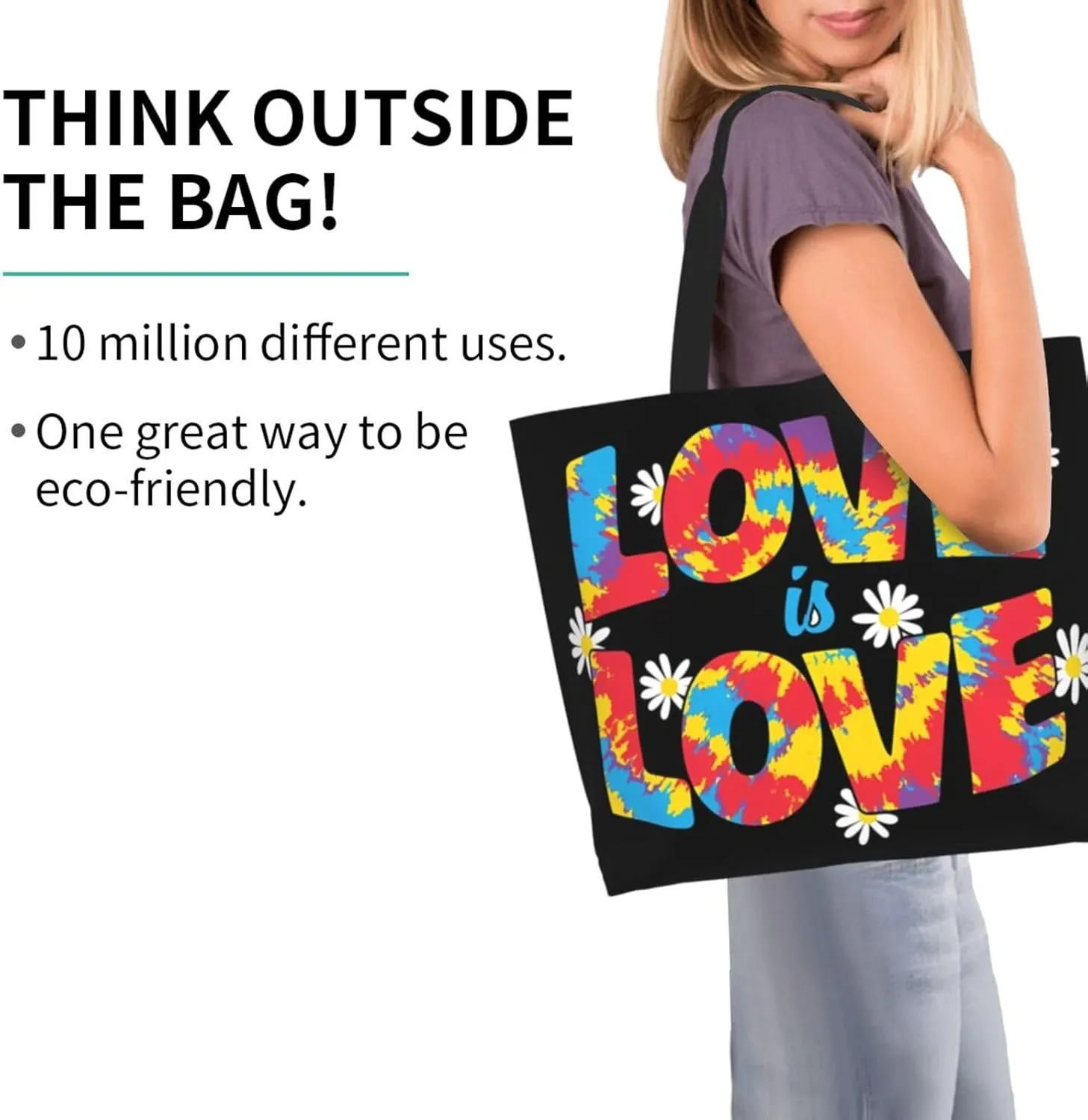 LGBT Pride Rainbow Gay allyship Heart Women's Tote Bag Large Capacity Single Shoulder Bags Handbag for Shopping Work
