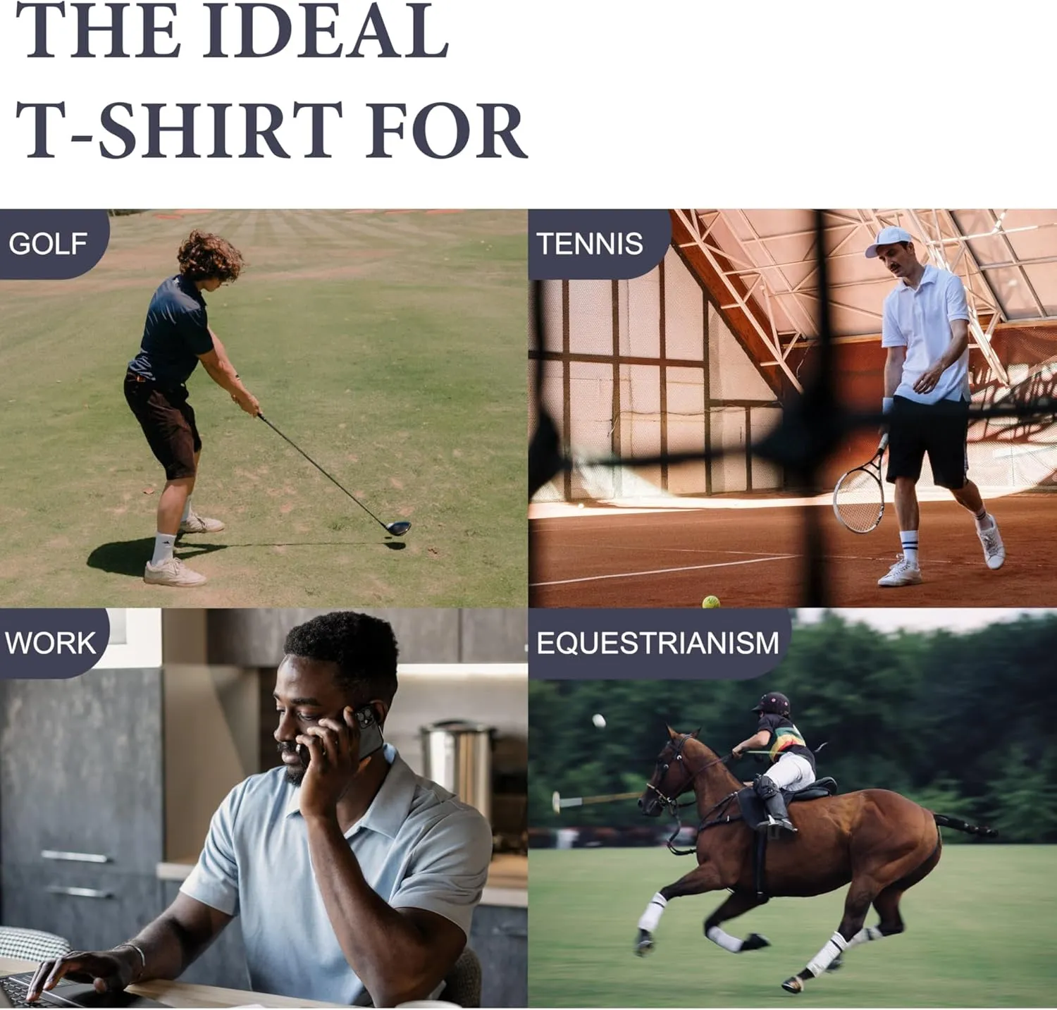 Little Donkey Andy Mens Wool Polo Shirts Moisture Wicking, Quick-Dry Performance Short Sleeve Golf Shirts for Men