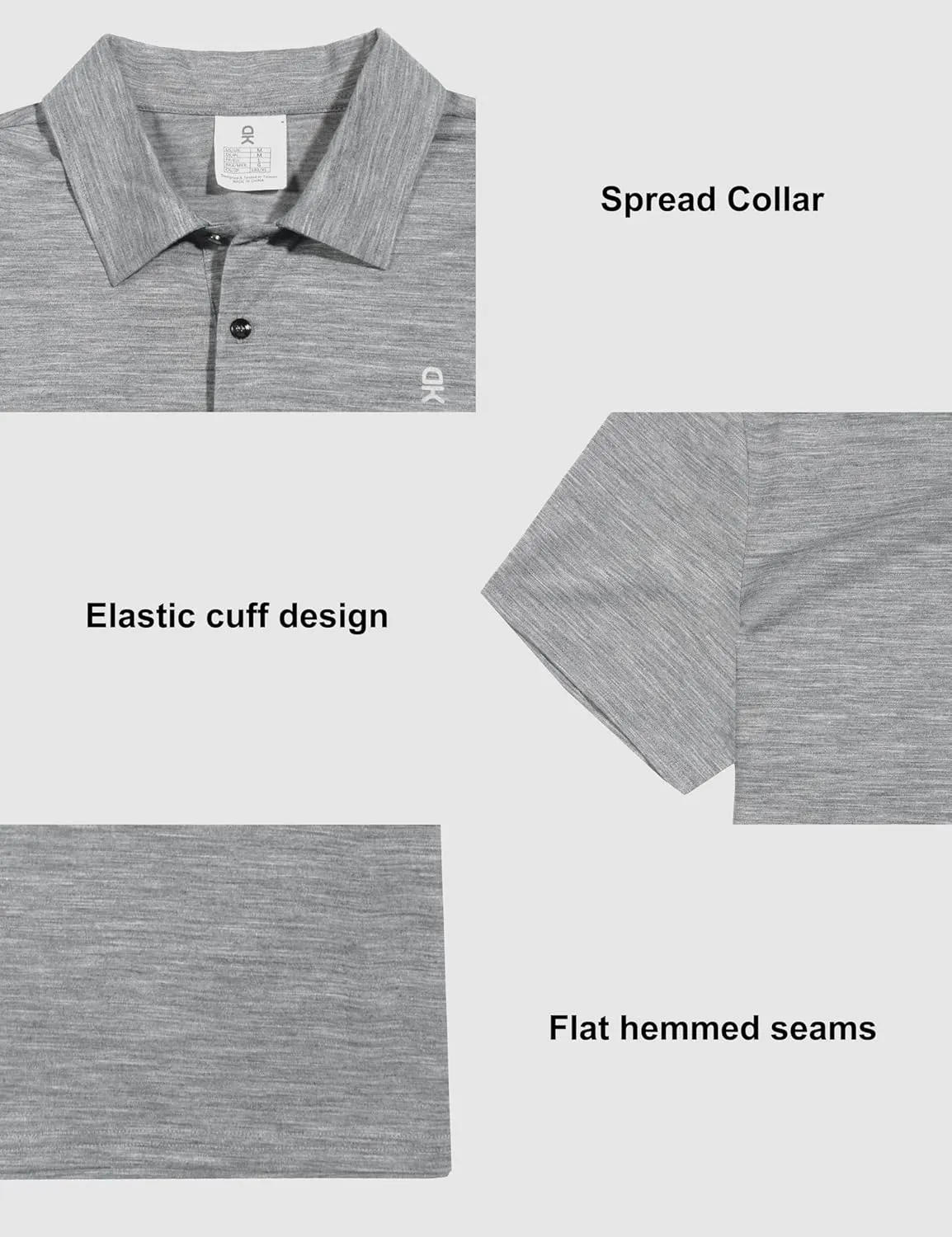 Little Donkey Andy Mens Wool Polo Shirts Moisture Wicking, Quick-Dry Performance Short Sleeve Golf Shirts for Men