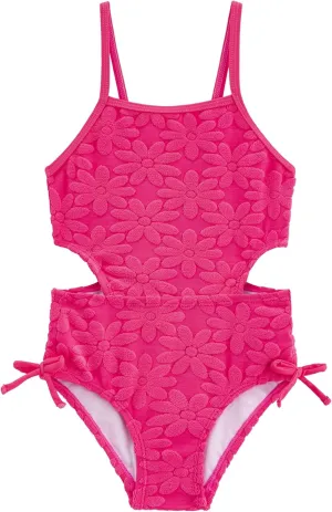 LIZENS Girls One Piece Swimwear Cut Out Floral Print 2-12Years Bow Beach Bathing Swimsuit