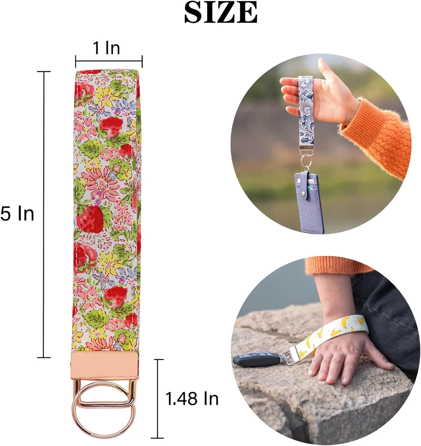 LNKRE JEWELRY Fabric Wristlet Keychain Holder, Short Lanyard for Keys, Wallet and Car Accessories