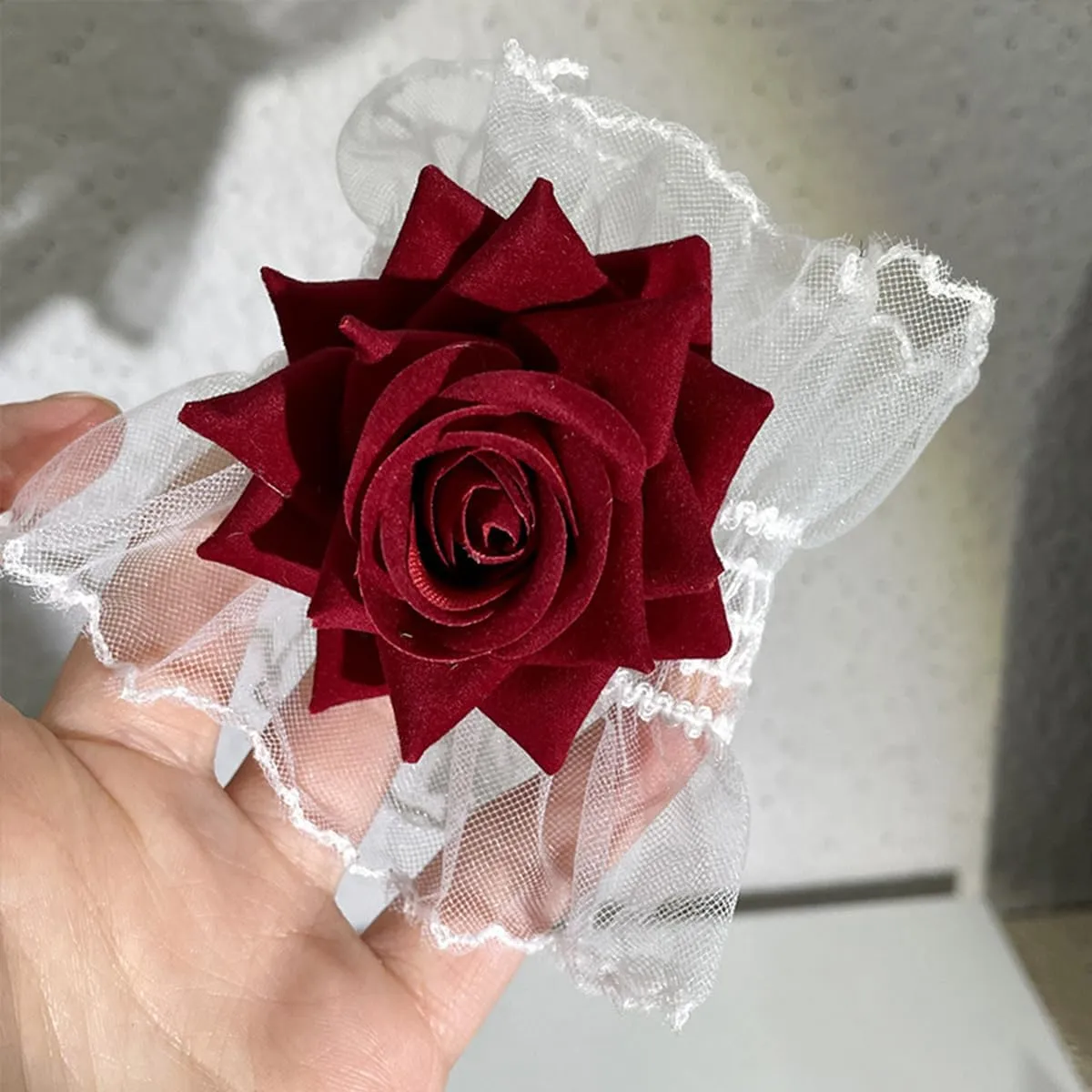 Lolita Rose Lace Gloves Short Hand Sleeve Elastic Wristlet Fingerless Wristband Accessories for Women