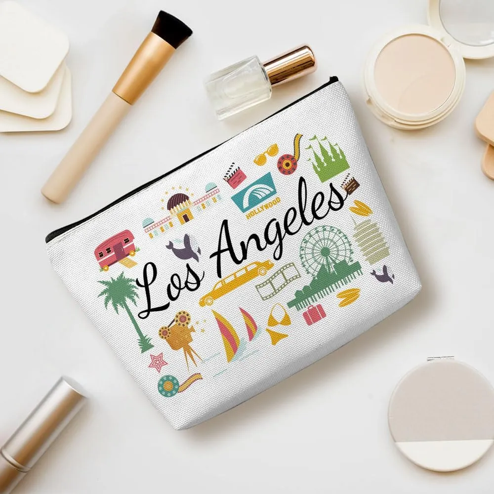 Los Angeles Gifts Makeup Bag, Los Angeles Souvenir Los Angeles Lovers Gift Funny Los Angeles Travel Vacation Cosmetic Bag for Women Bestie Trip Birthday Christmas Bachelorette Party Friendship Gifts