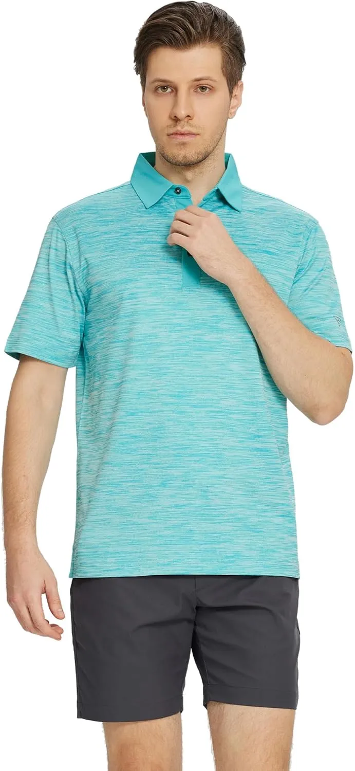 M MAELREG Golf Shirts for Men Dry Fit Short Sleeve Casual Performance Moisture Wicking Heather Pique Collared Polo Shirts